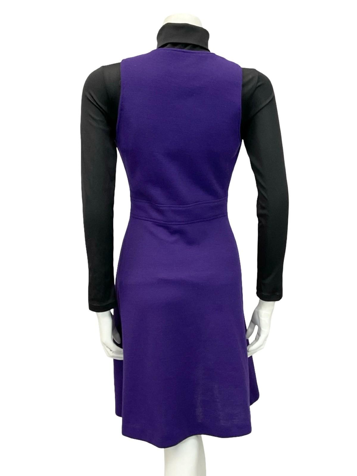 VTG 70S BETTY BARCLAY MOD PURPLE V NECK PINAFORE KNIT MIDI DRESS 8