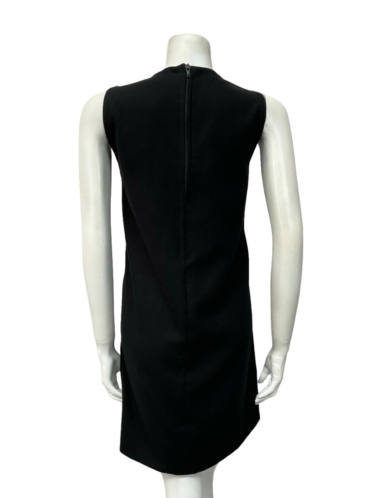 VTG 60S MOD GOGO BLACK FELT BROWN VELVET PARTY SHIFT SLEEVELESS MINI DRESS 10