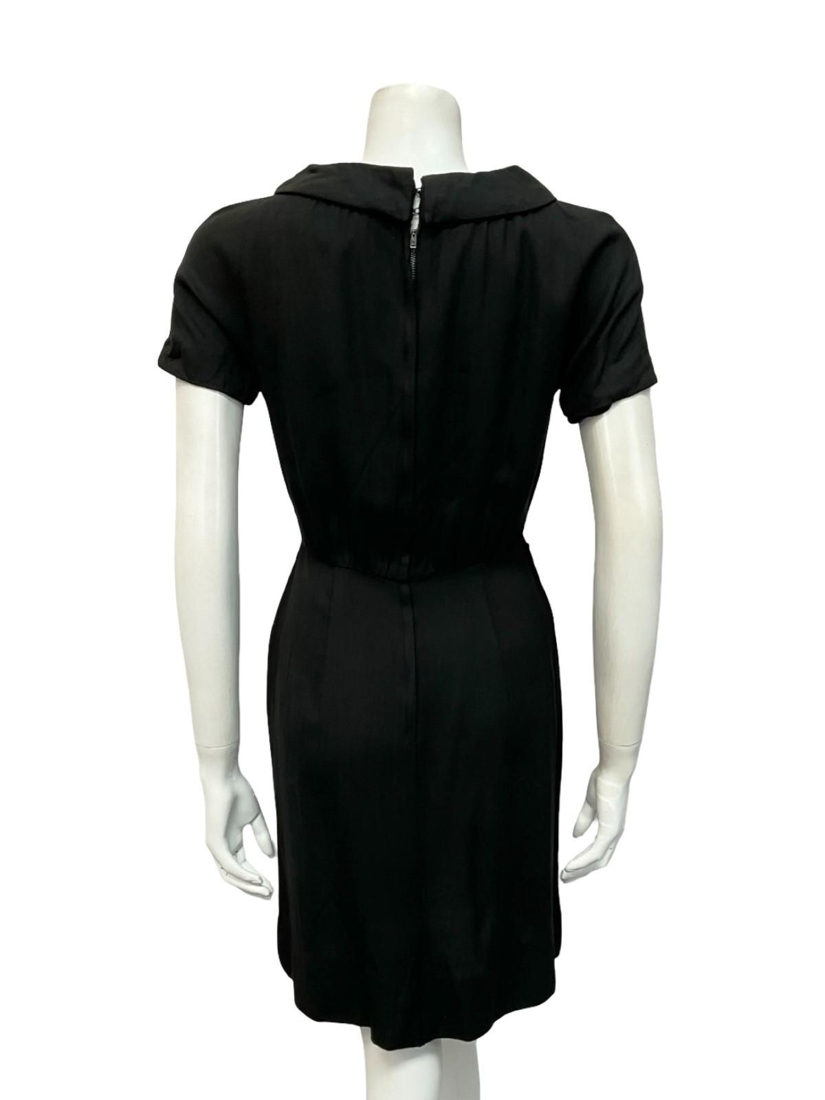 VTG 60S LBD BOAT NECK MOD PENCIL MONOCHROME PENCIL LITTLE BLACK DRESS 8