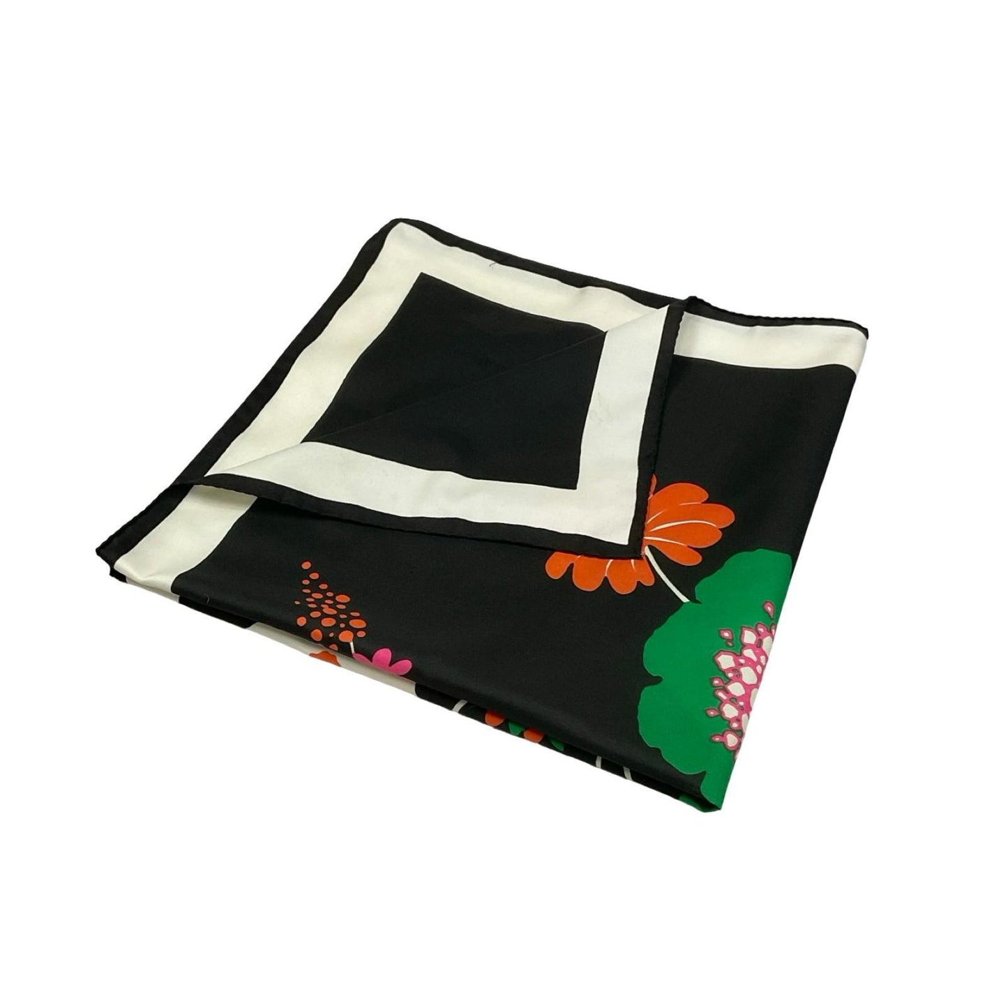 VTG 60S 70S BLACK PINK ORANGE WHITE GREEN FLORAL BOHO SCARF