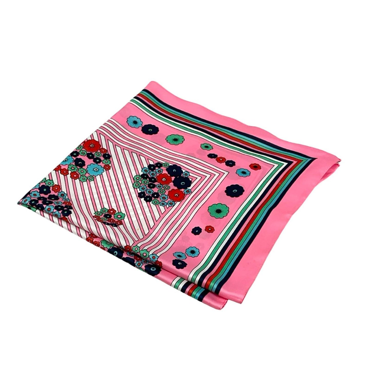VTG 60S 70S PINK WHITE GREEN BLUE RED GEOMETRIC FLORAL STRIPED MOD SCARF
