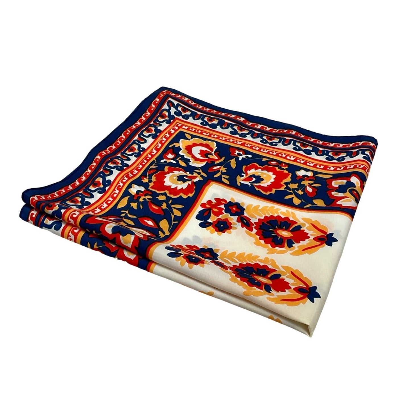 VTG 60S 70S RED BLUE YELLOW WHITE FLORAL BOHO MANDALA SCARF