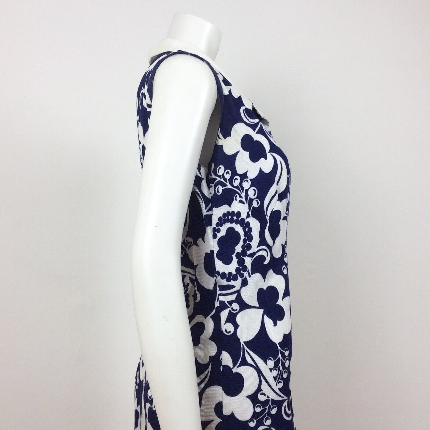 60S VINTAGE BLUE TURQUOISE WHITE PAISLEY PATTERN DRESS 12