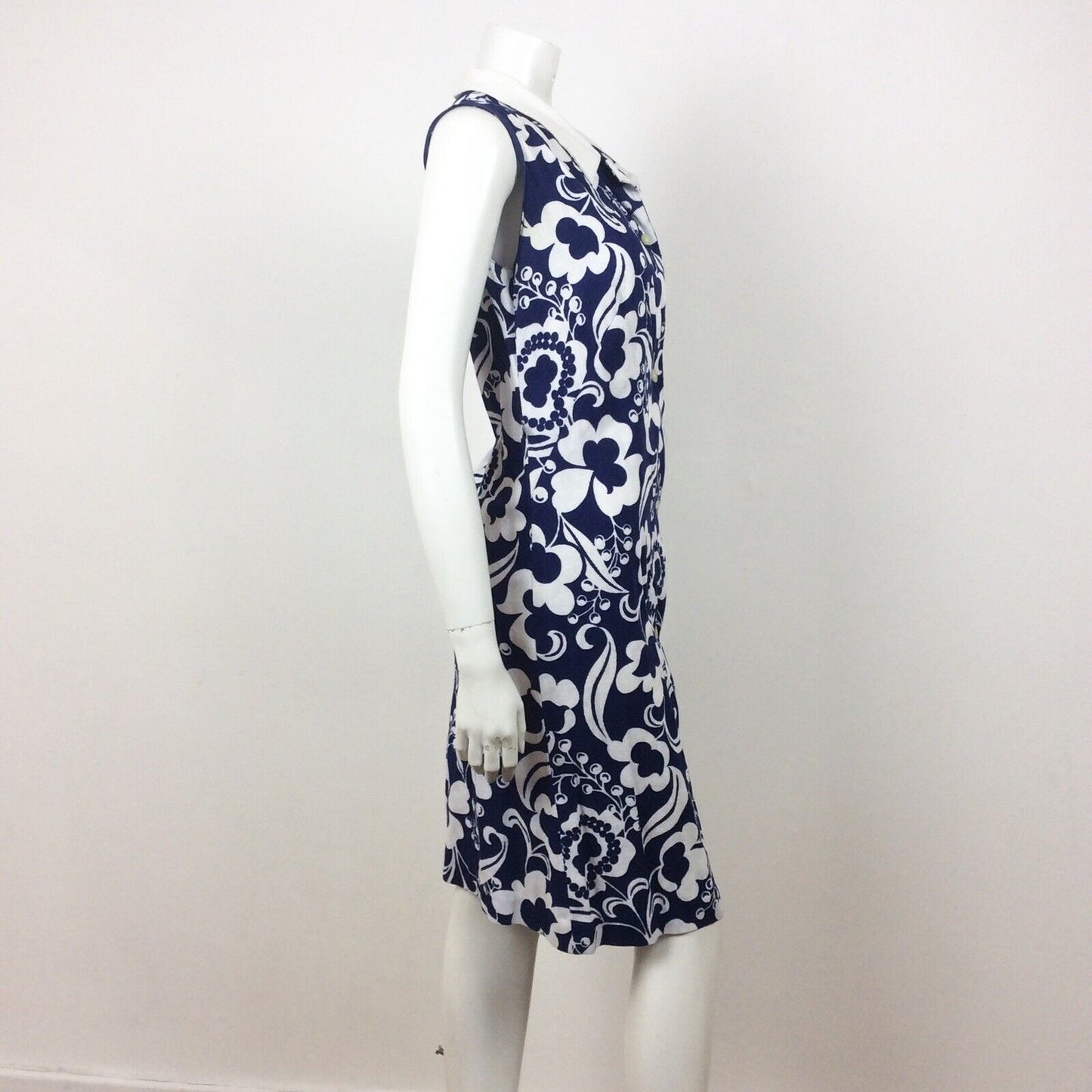 VINTAGE 60s PSYCHEDELIC GREEN YELLOW WHITE FLORAL PAISLEY MINI DRESS 16