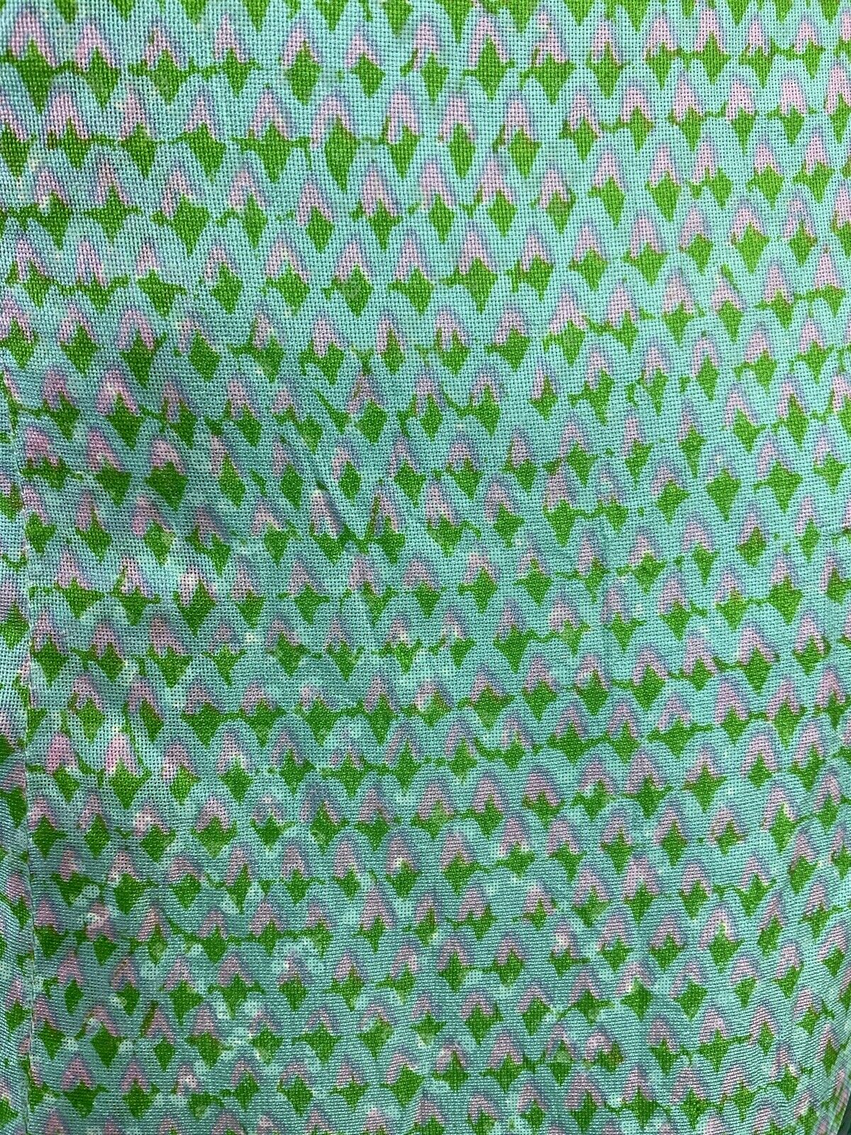 VINTAGE 60s 70s BLUE GREEN PINK GEOMETRIC SLEEVELESS MOD SHIFT DRESS 12