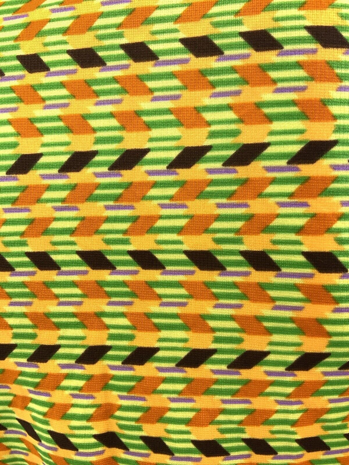 VTG 60s 70s GREEN ORANGE PURPLE GEOMETRIC STRIPED ZIG-ZAG DAGGER SHIRT 8 10