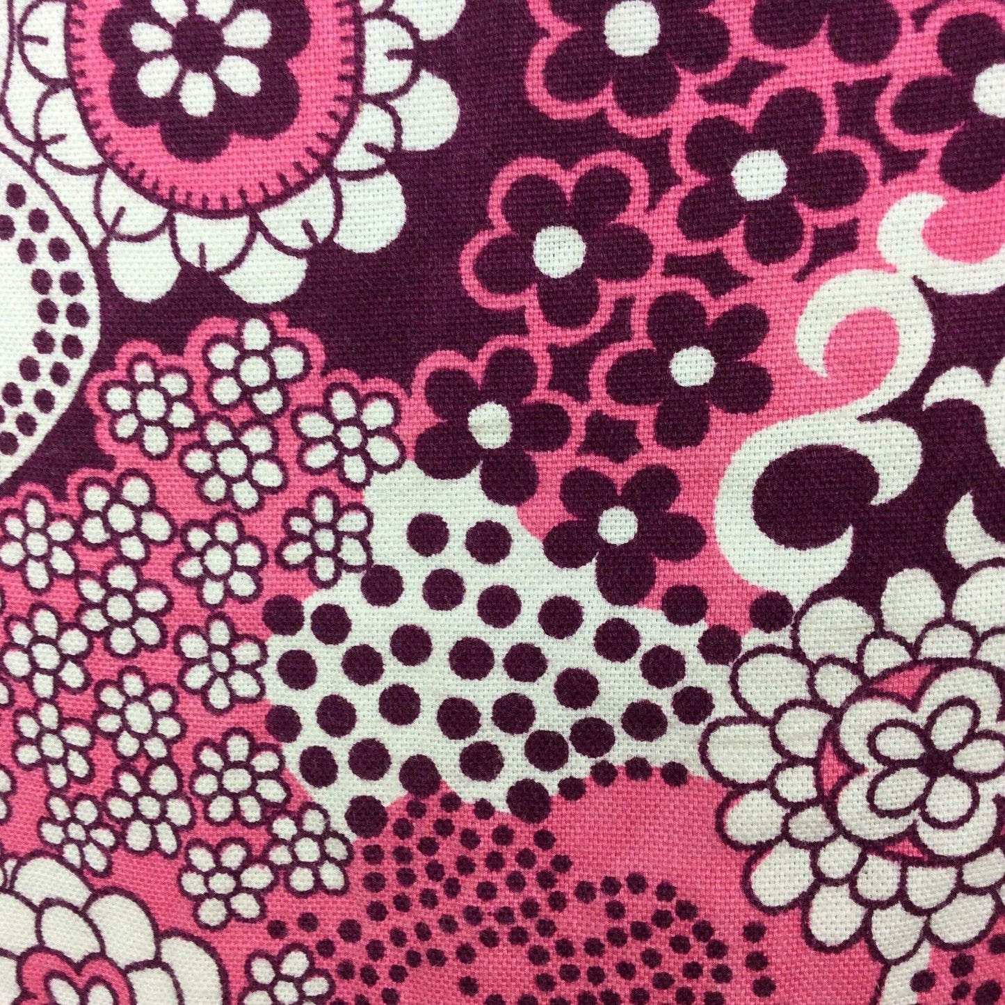 VINTAGE 60S COTTON PINK PURPLE PSYCHEDELIC FLORAL MINI DRESS 8 10