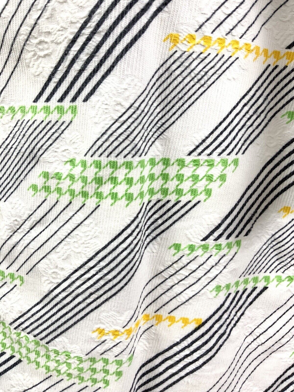 VINTAGE 60s 70s WHITE BLACK GREEN STRIPED HOUNDSTOOTH MOD DAGGER SHIRT DRESS 10