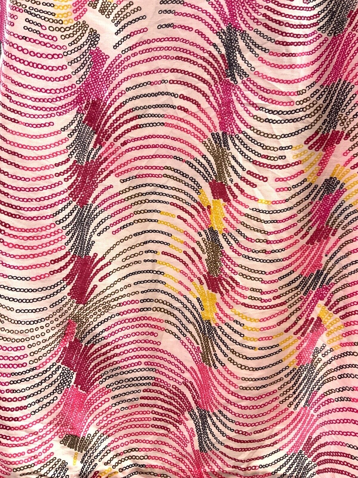 VTG 60s 70s PINK YELLOW WHITE WAVY PSYCHEDELIC WING COLLAR MOD SHIRT DRESS 10 12