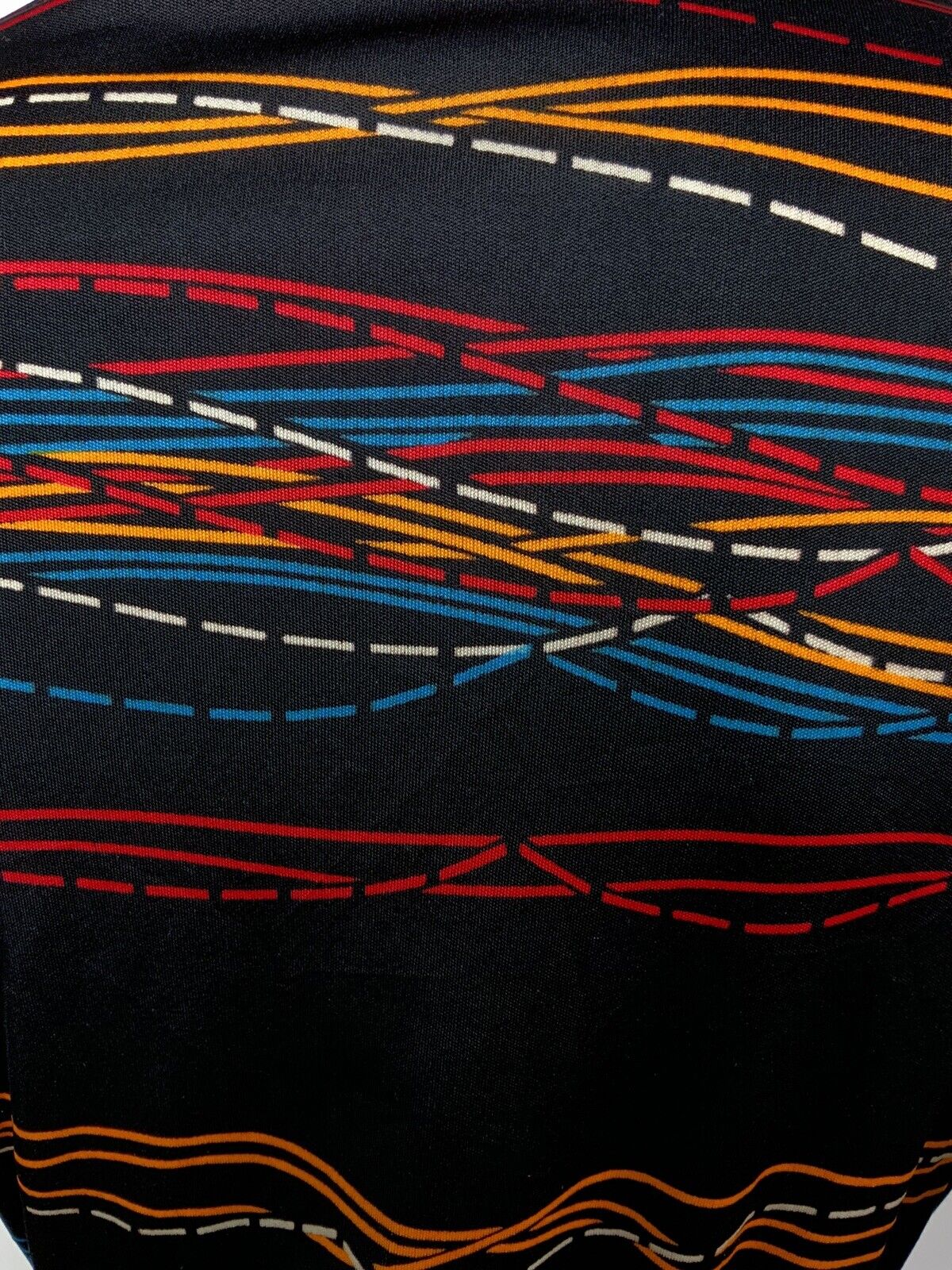 VINTAGE 60s 70s BLACK ORANGE BLUE RED WAVY STRIPED DAGGER COLLAR SHIRT 10 12