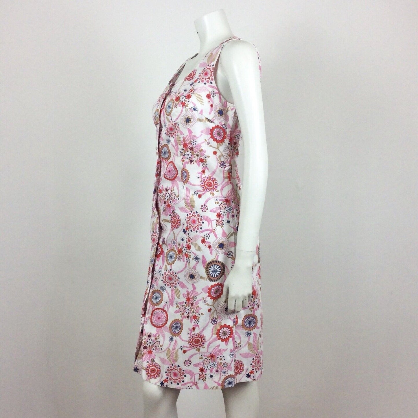 60S VINTAGE WHITE PINK PURPLE FLORAL MIDI DRESS 10