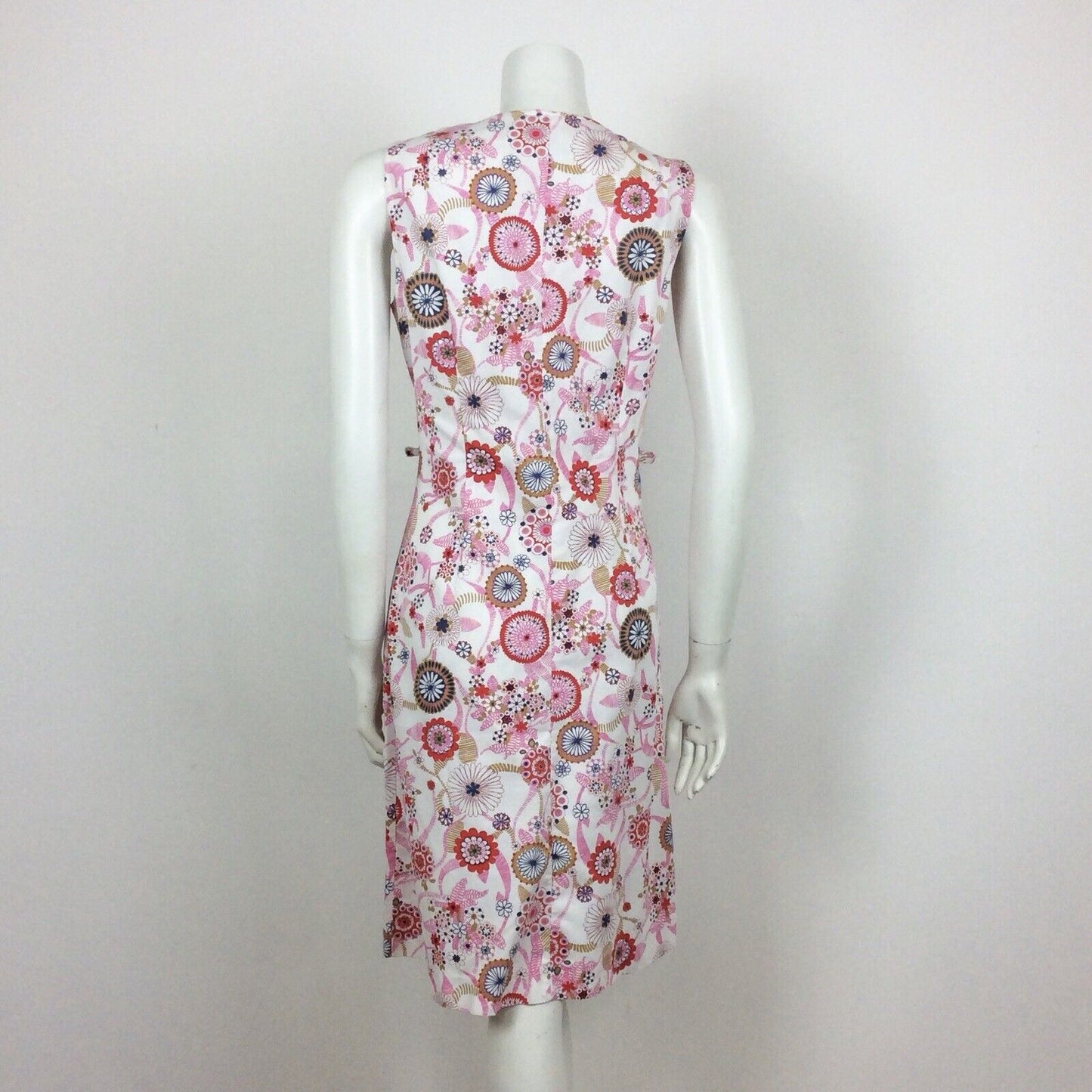 60S VINTAGE WHITE PINK PURPLE FLORAL MIDI DRESS 10