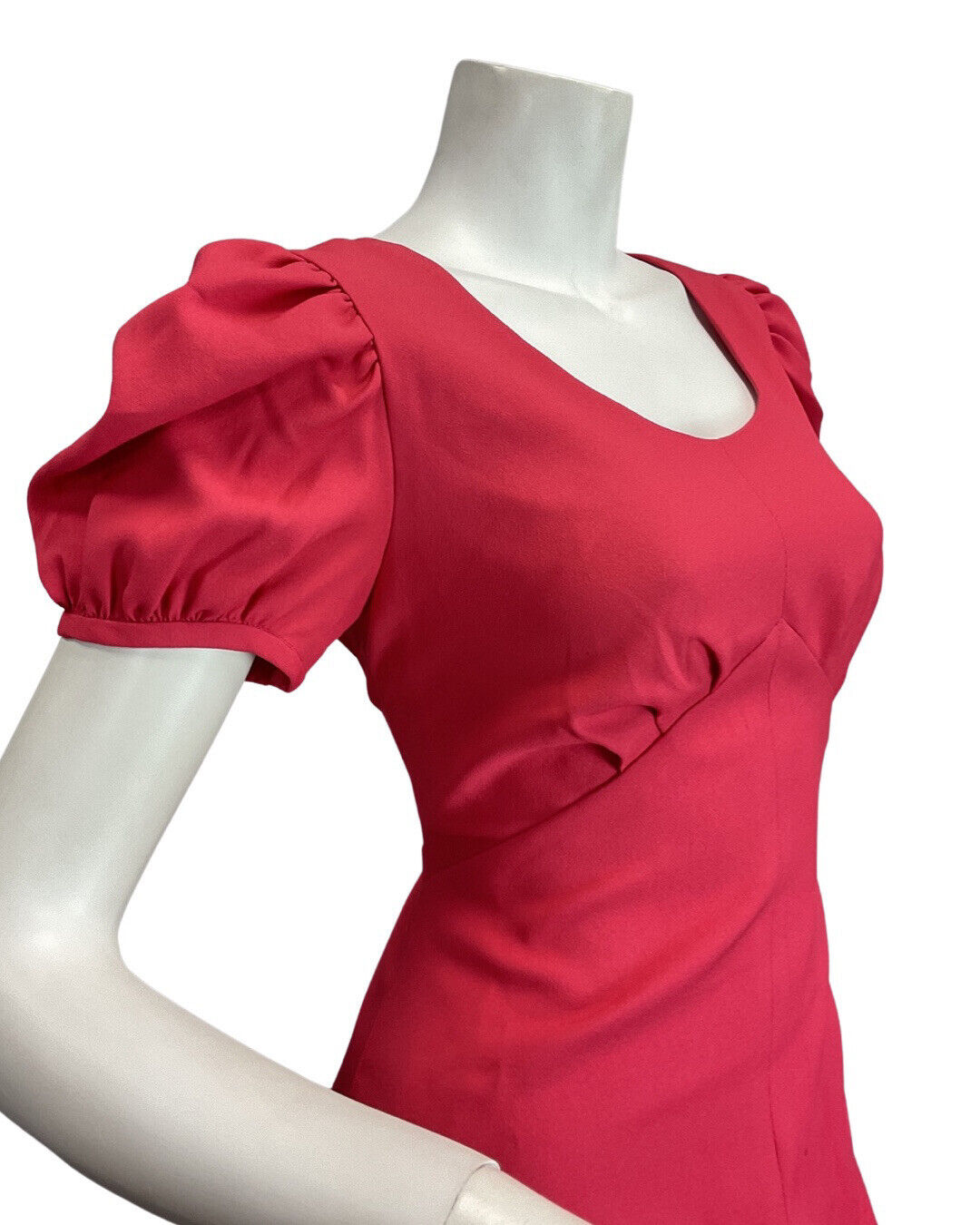 VINTAGE 60s 70s HOT PINK PUFF SLEEVES BARBIE MOD MAXI DRESS 8