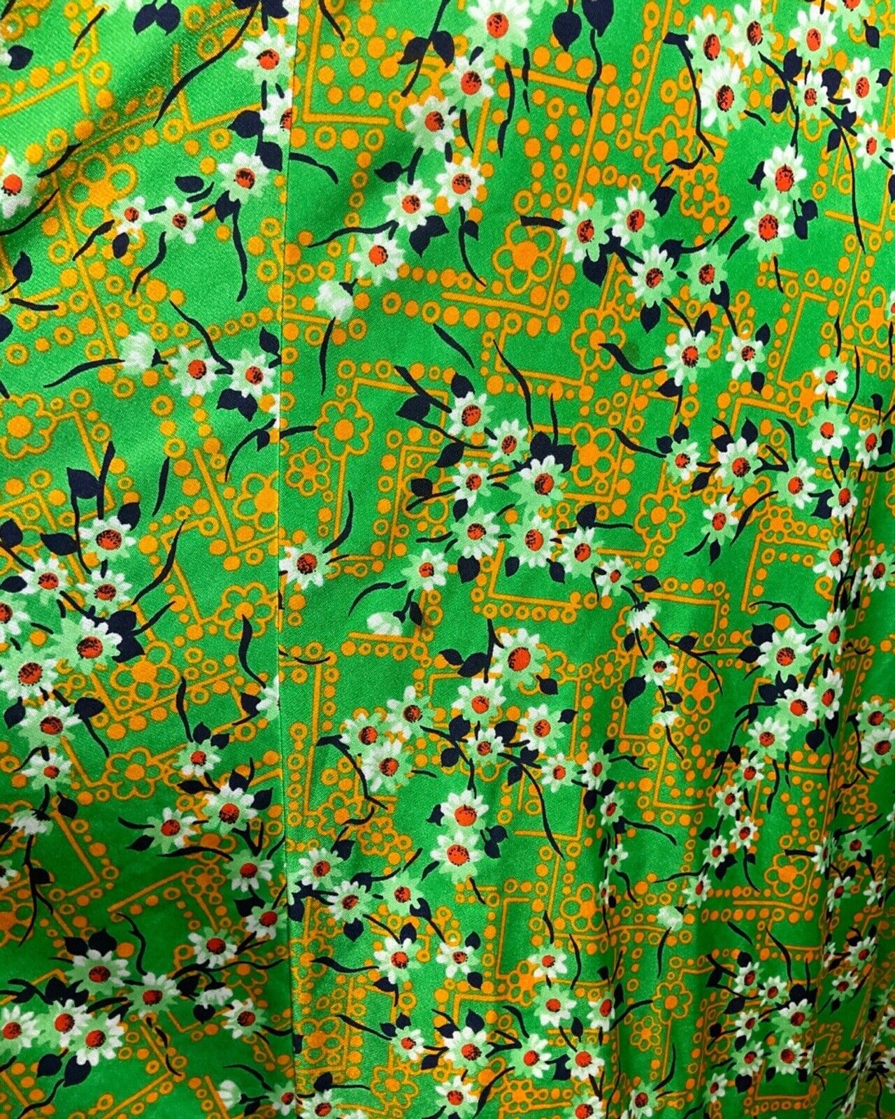 VINTAGE 60s 70s GREEN YELLOW BLUE FLORAL HAWAIIAN HALTER SUMMER SWING DRESS 8 10
