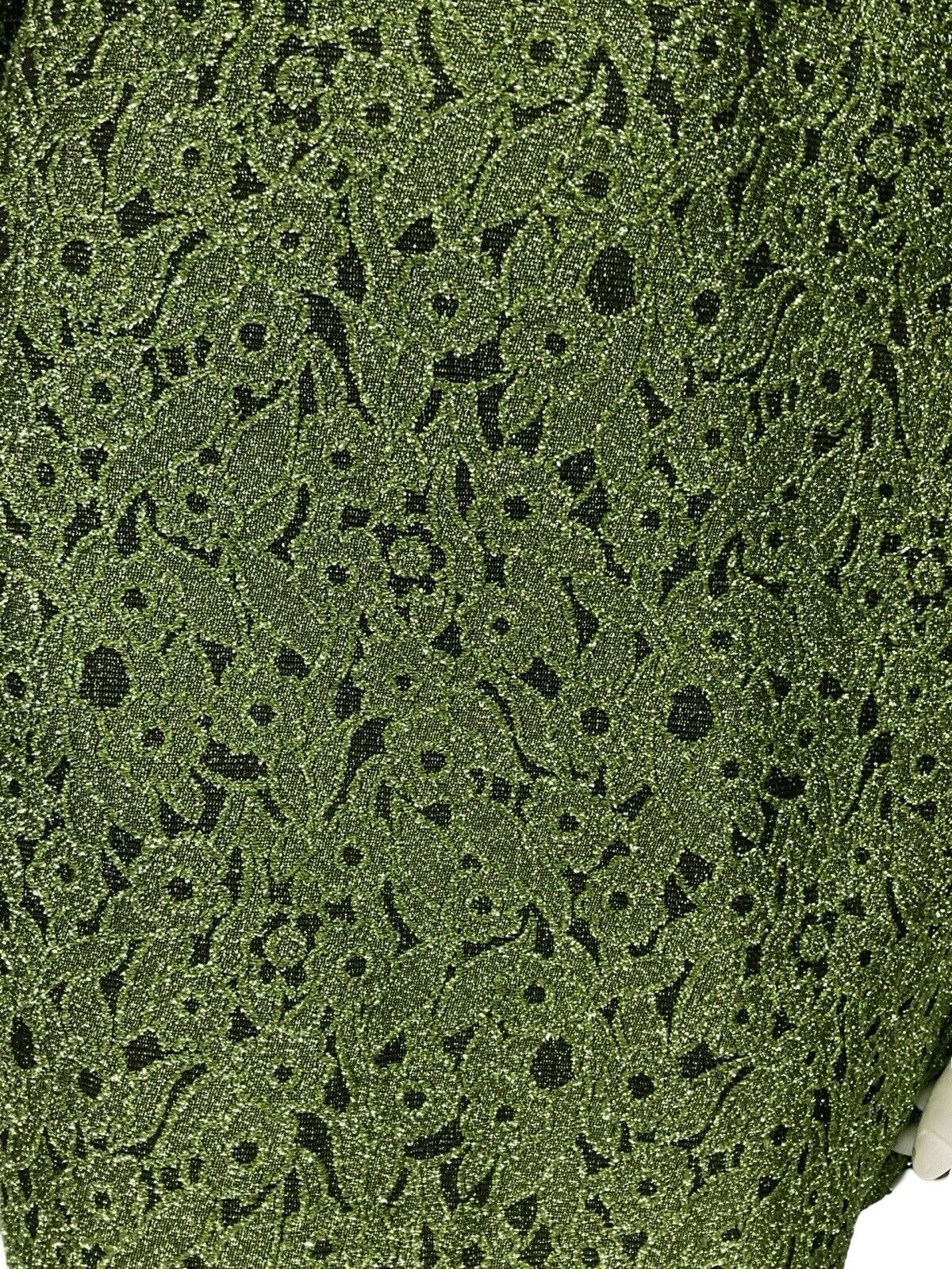 VTG 60S V NECK HALF SLEEVE GREEN SILVER SEQUIN LUREX PARTY MINI DRESS 10
