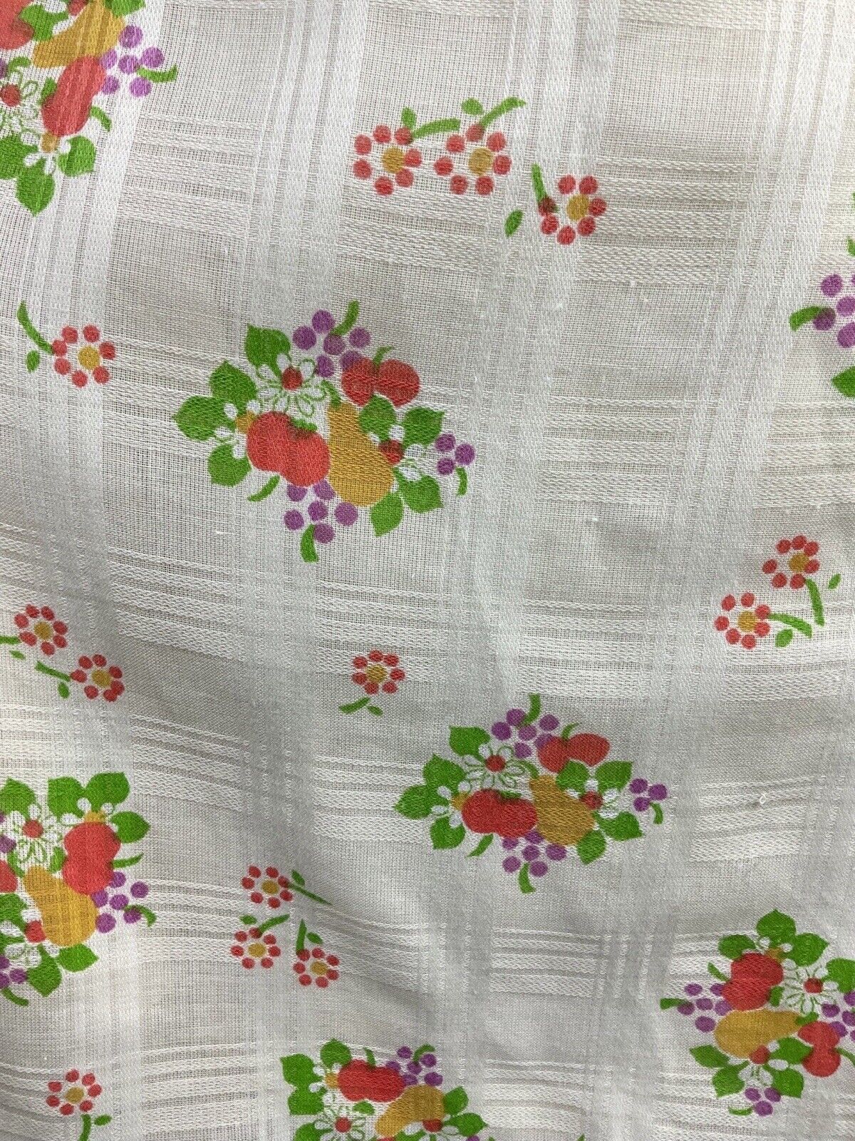 VINTAGE 60s 70s CREAM RED GREEN FLOWER APPLE PEAR MOD DAGGER SHIRT DRESS 14 16