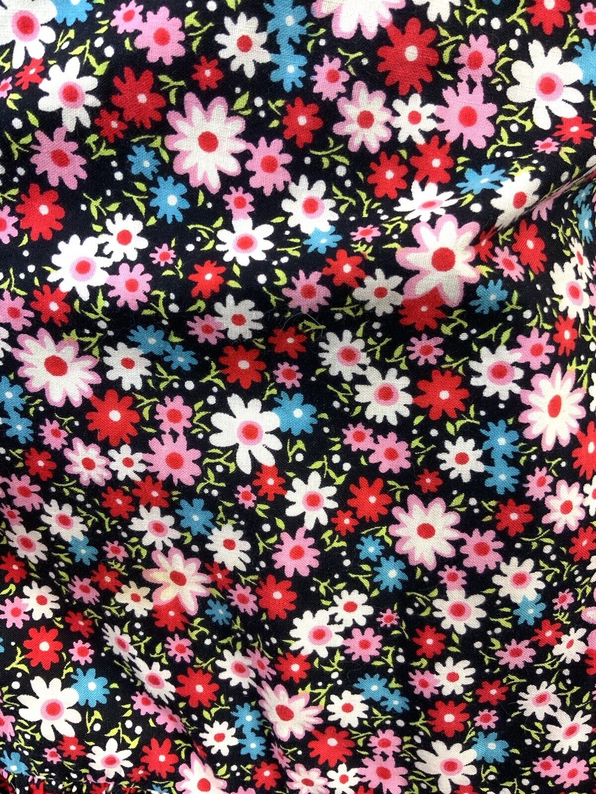VTG 60s 70s BLACK PINK BLUE RED FLORAL DAISY RIC RAC MOD TENT EMPIRE DRESS 8 10