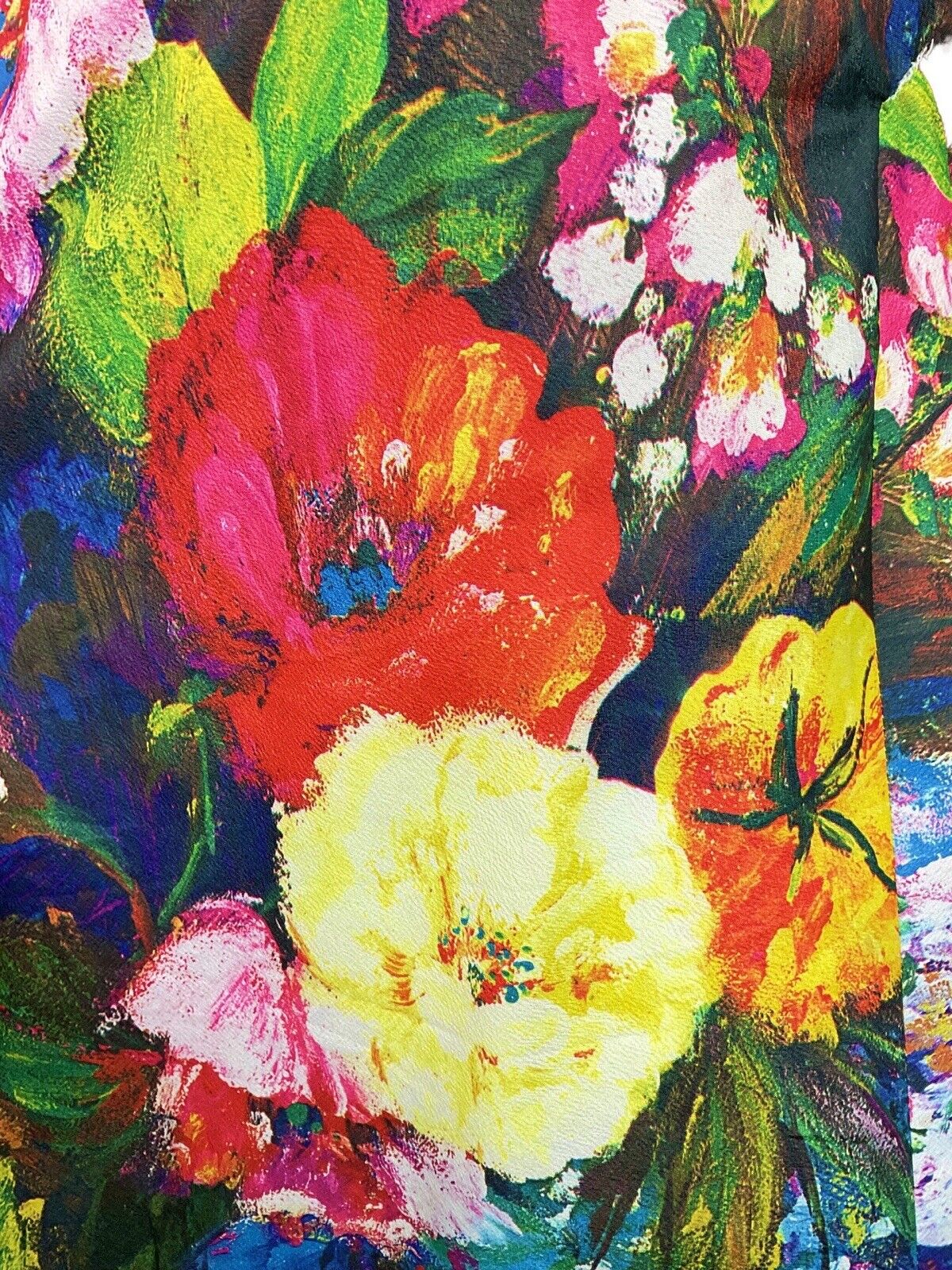 VINTAGE 60s 70s BLUE PINK YELLOW GREEN FLORAL PSYCHEDELIC WING SHIRT DRESS 8 10