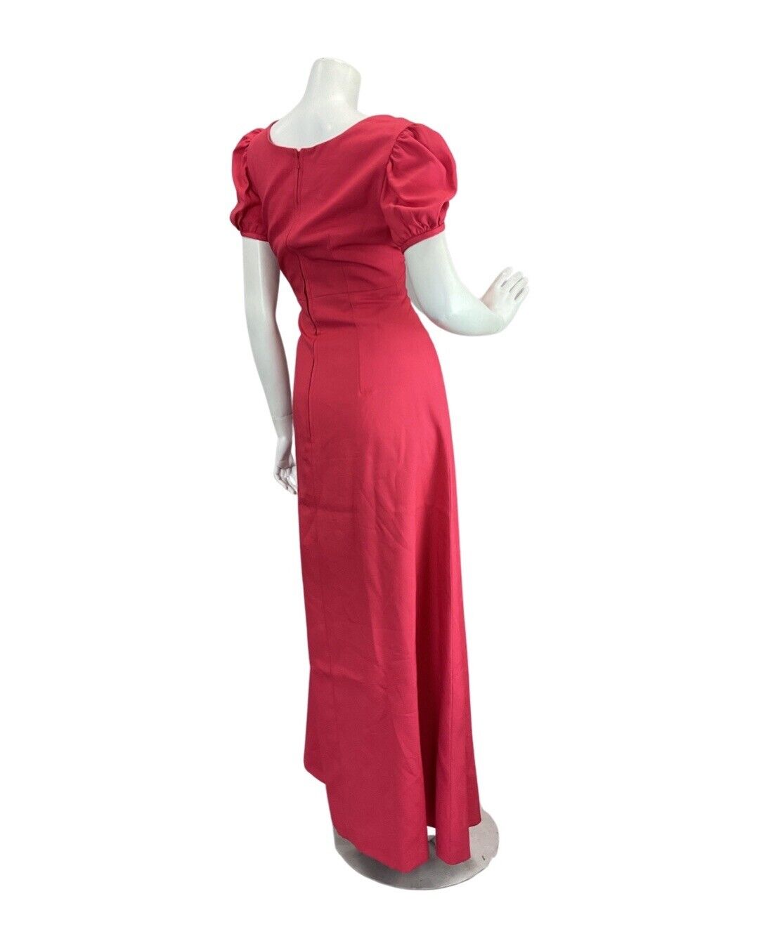 VINTAGE 60s 70s HOT PINK PUFF SLEEVES BARBIE MOD MAXI DRESS 8