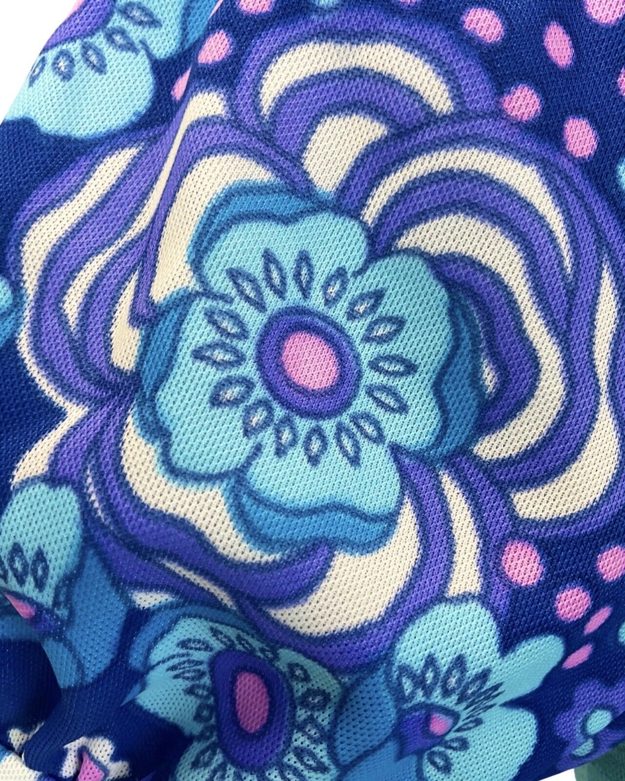 VINTAGE 60s 70s BABY BLUE NAVY PURPLE DAISY FLOWER PUFF SLEEVE MAXI DRESS 6 8