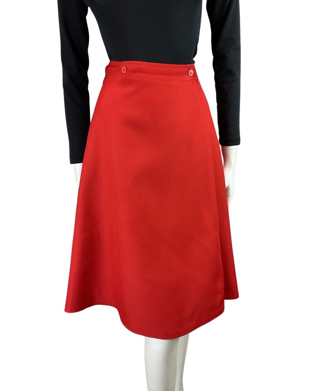VINTAGE 60s 70s PILLARBOX RED MOD KNEE LENGTH WRAP SKIRT 8 10