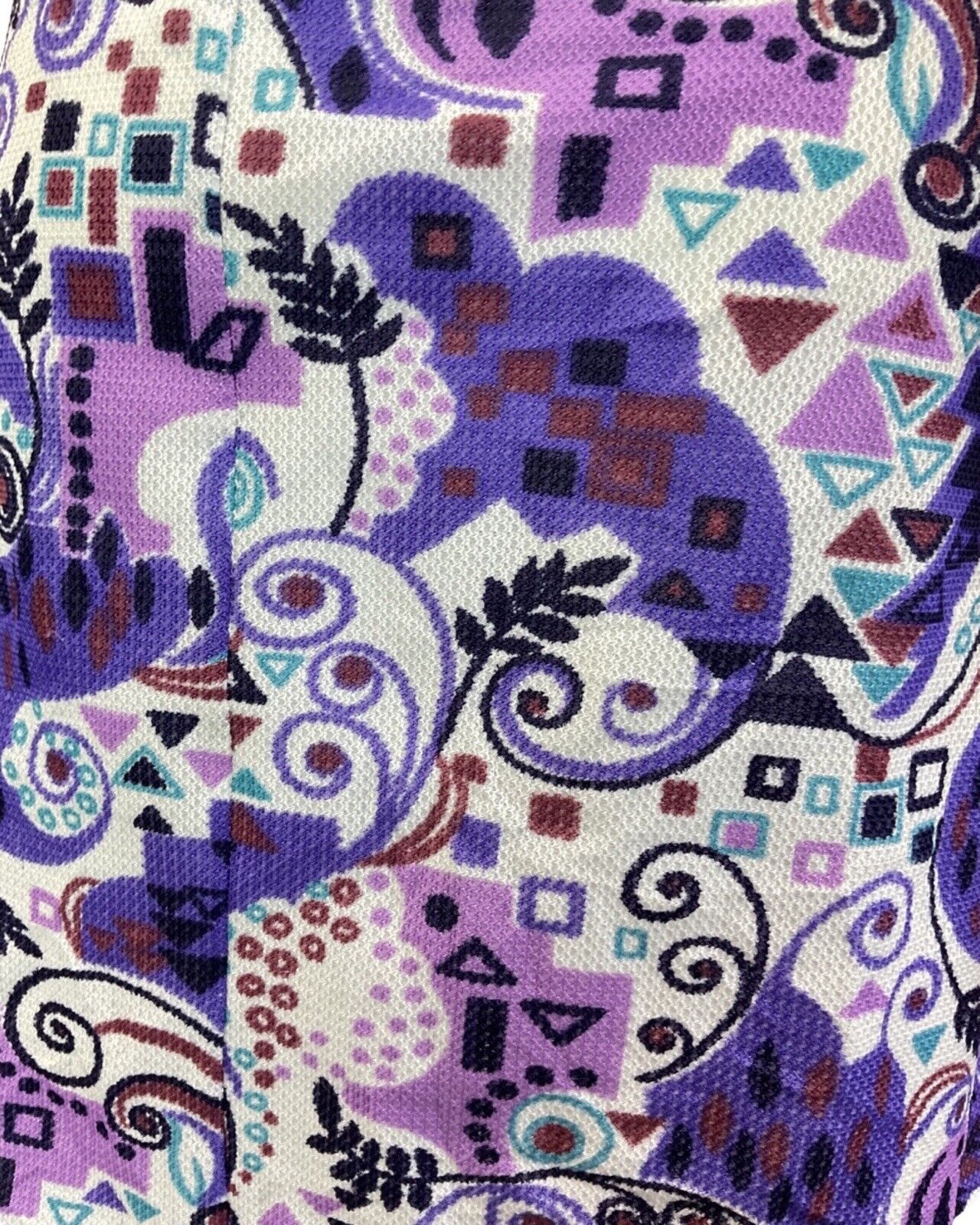 VINTAGE 60s 70s PURPLE TEAL BLUE PSYCHEDELIC SWIRL GEOMETRIC MOD SHIRT DRESS 14