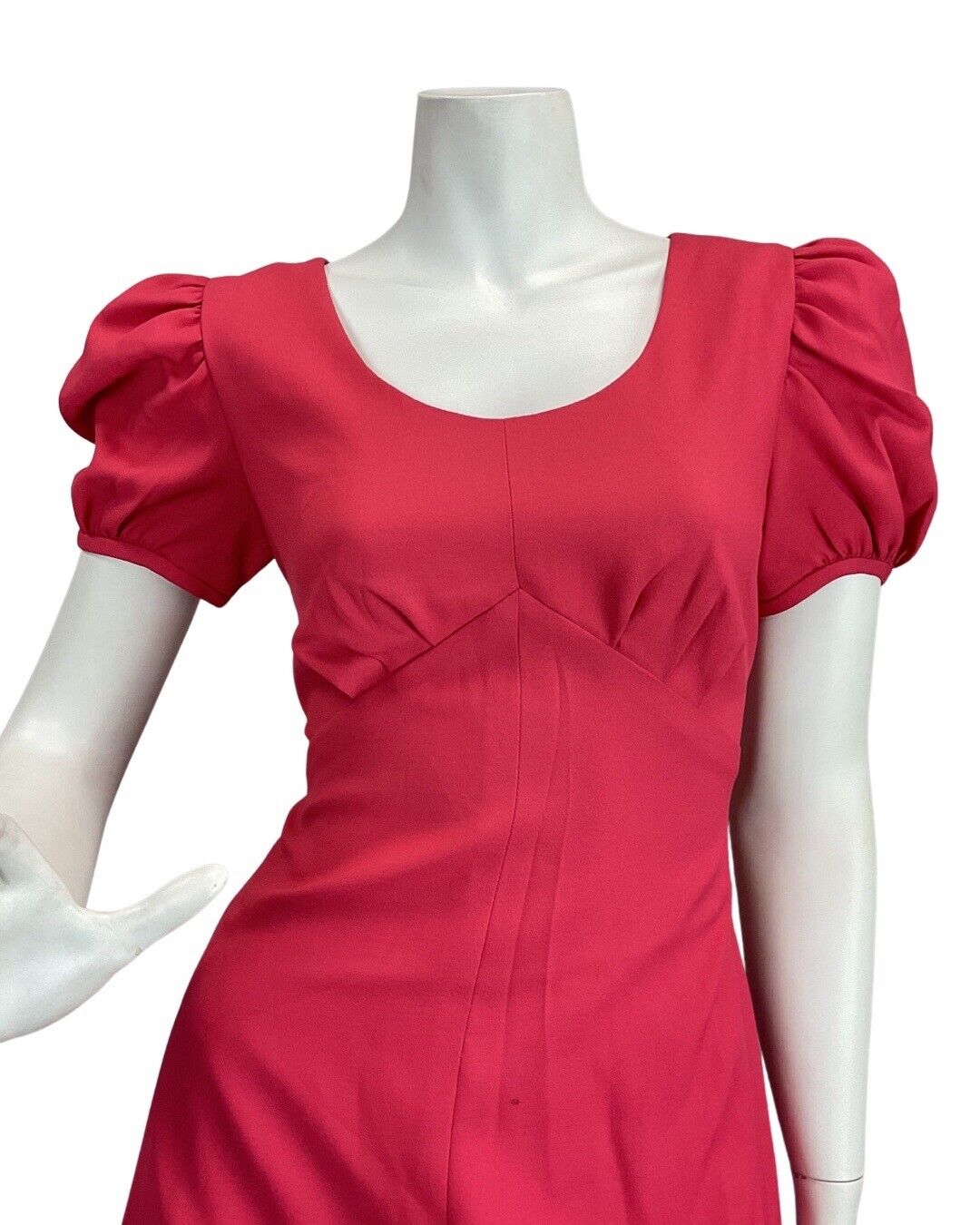 VINTAGE 60s 70s HOT PINK PUFF SLEEVES BARBIE MOD MAXI DRESS 8