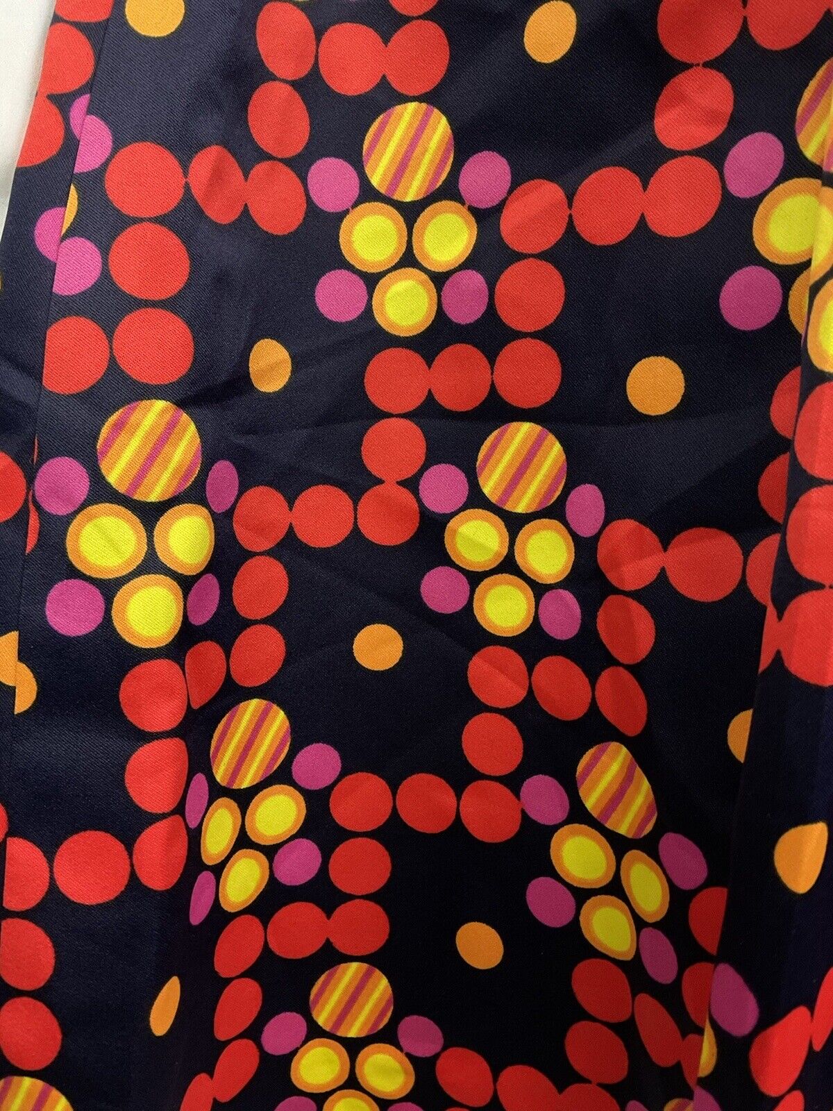 VINTAGE 60s 70s BLUE RED YELLOW PSYCHEDELIC DOTTY MOD DAGGER SHIRT DRESS 14 16