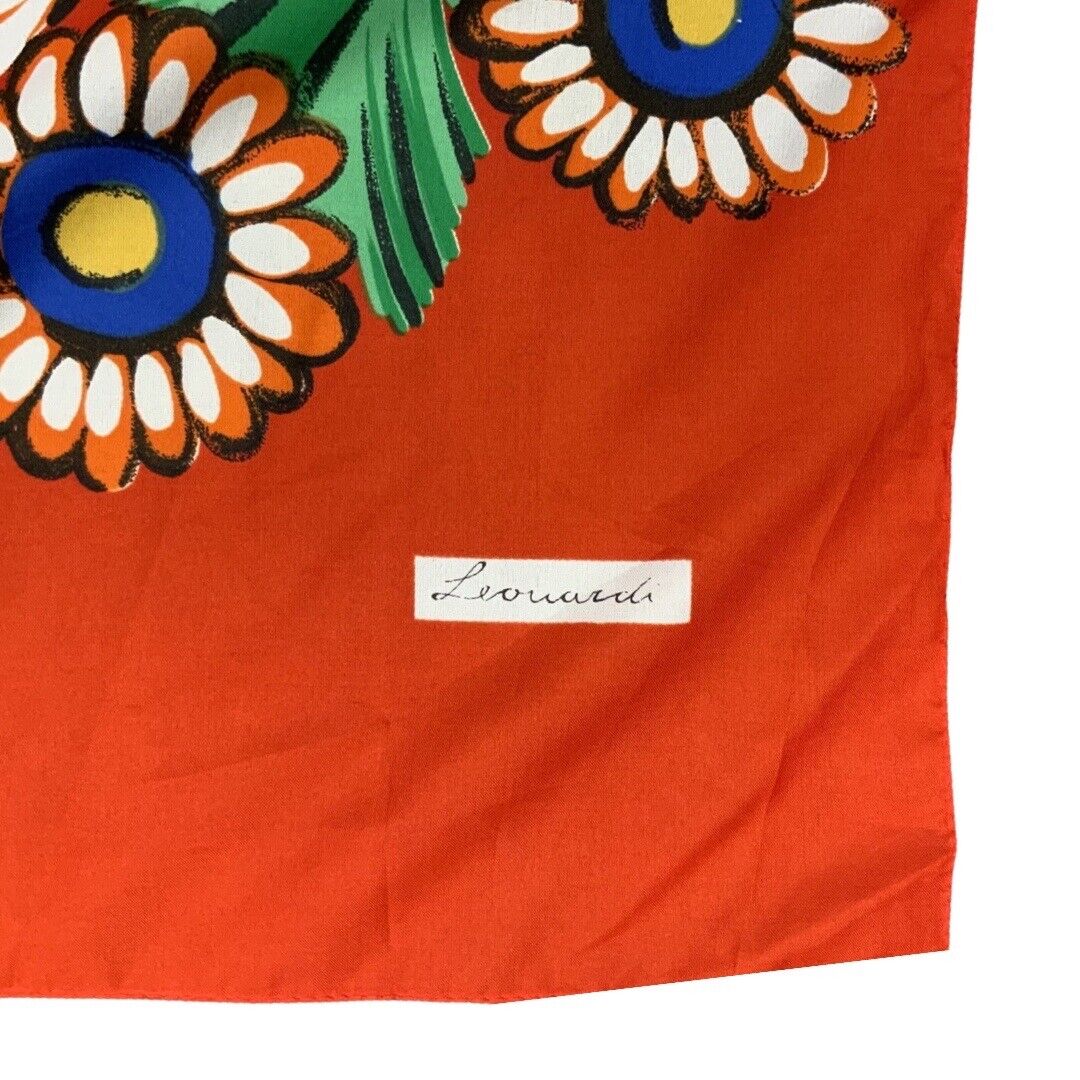 VINTAGE 60s 70s LARGE RED, FLOWER POWER, PSYCHEDLIC, MOD LEONARDI SCARF