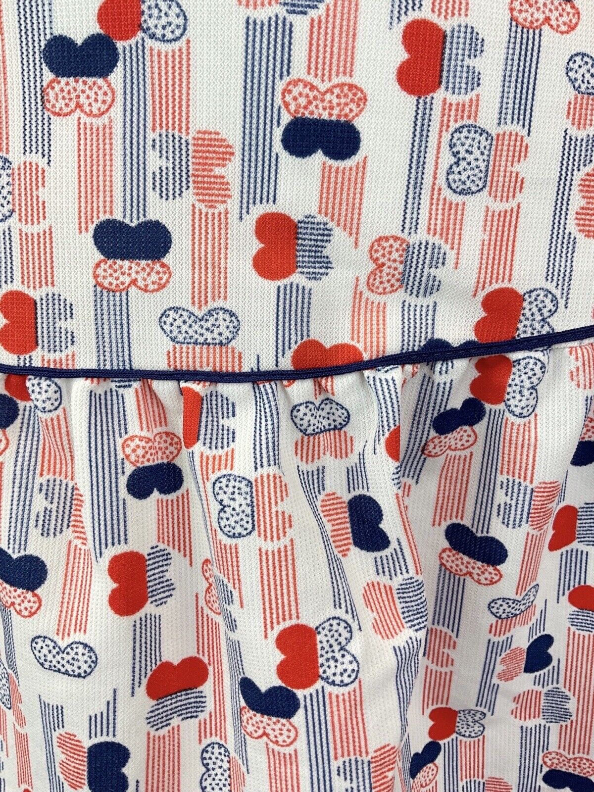 VINTAGE 60s 70s WHITE RED BLUE STRIPED BUTTERFLY SLEEVELESS SWING DRESS 8 10