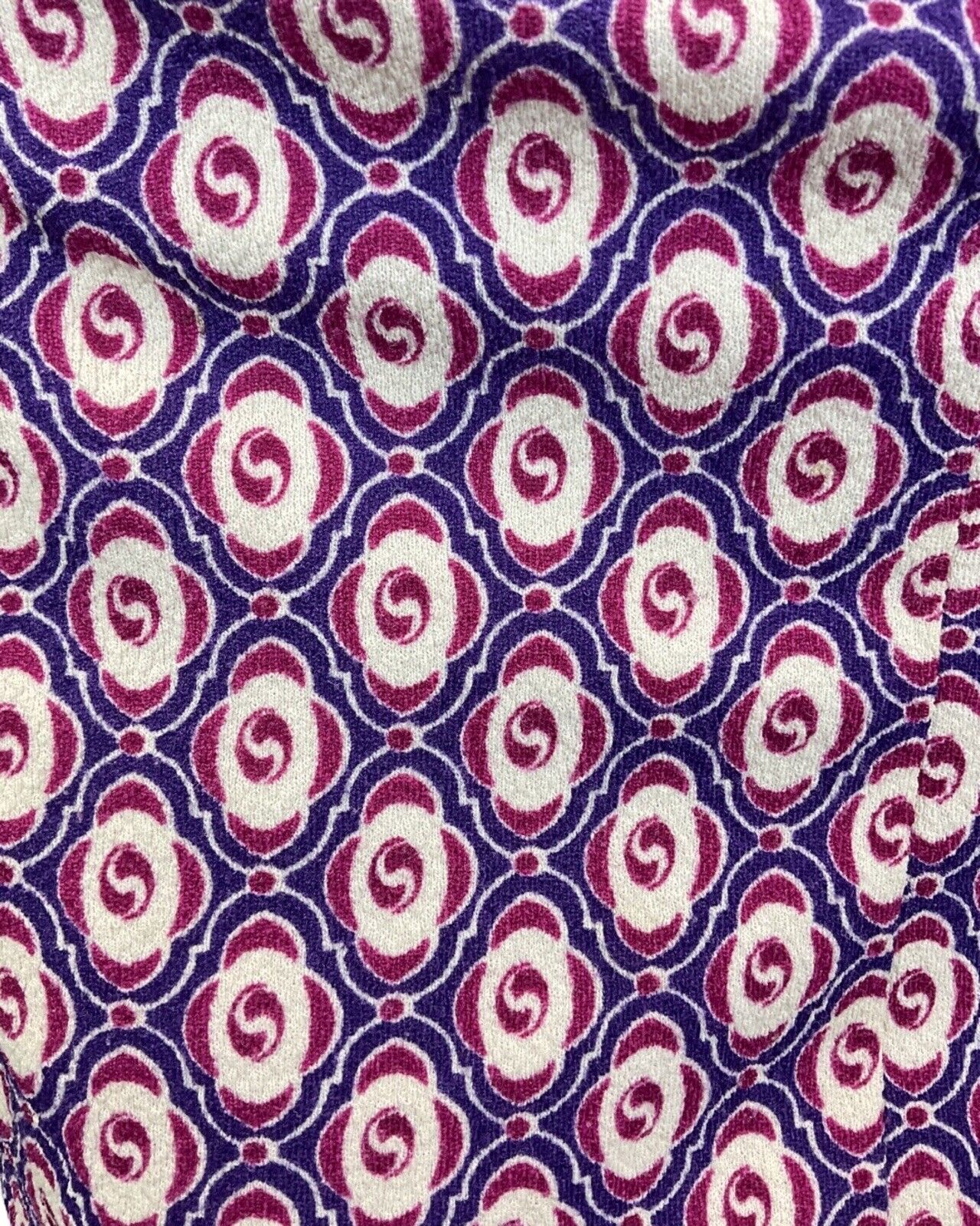 VINTAGE 60s 70s PURPLE PINK CREAM GEOMETRIC TILED MOD SHIRT DRESS 16