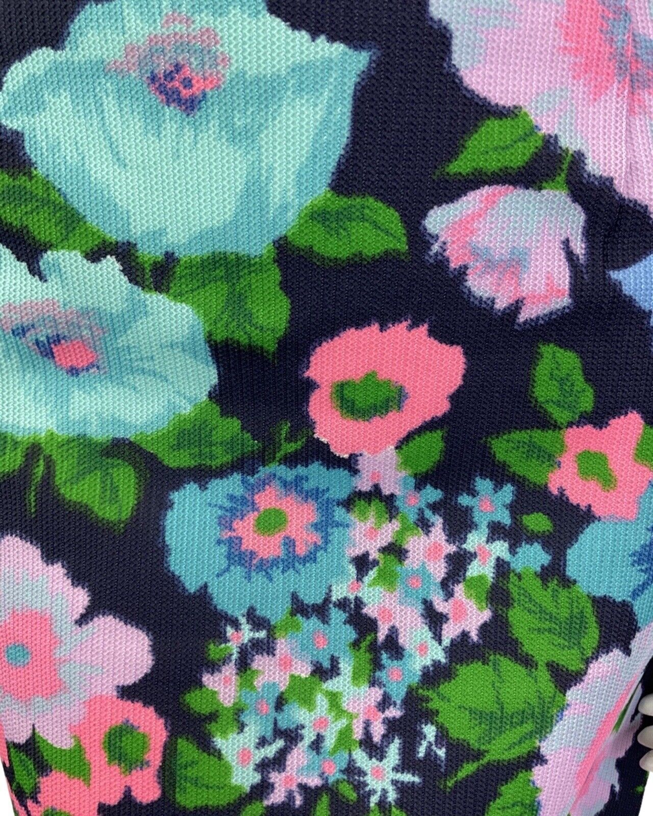 VINTAGE 60s 70s BLUE PURPLE GREEN FLORAL ROSE MOD SHORT DRESS 10 12