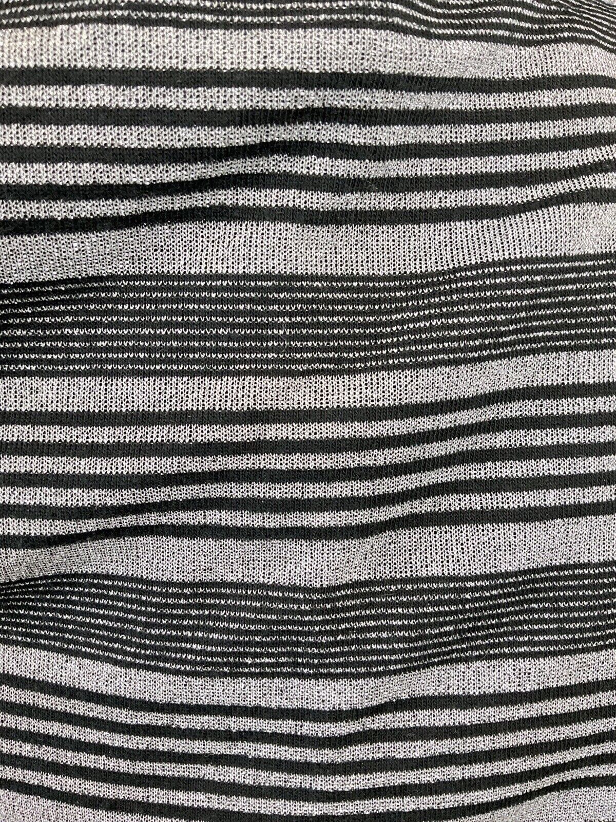 VINTAGE 60s 70s BLACK SILVER STRIPED MOD DAGGER COLLAR LUREX SHIRT 14 16