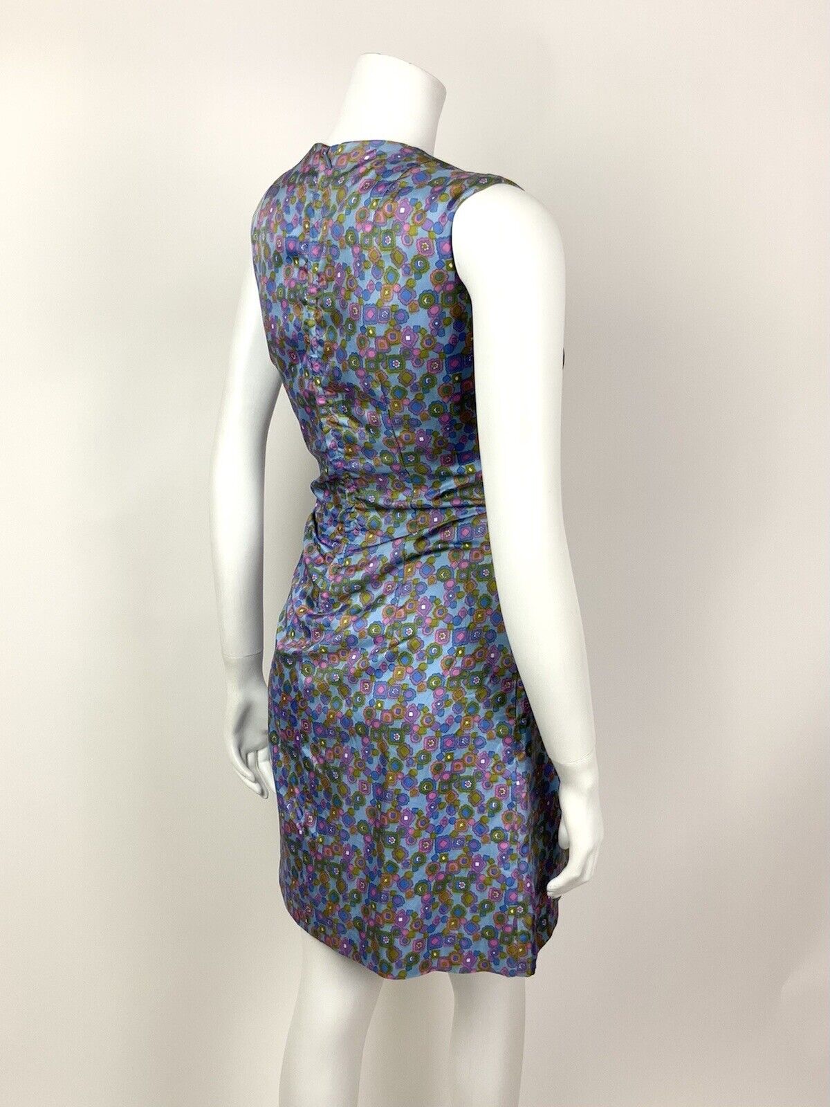 VTG 60s 70s BLUE PURPLE PINK GREEN FLORAL DAISY GEOMETRIC MOD SHIFT DRESS 8 10