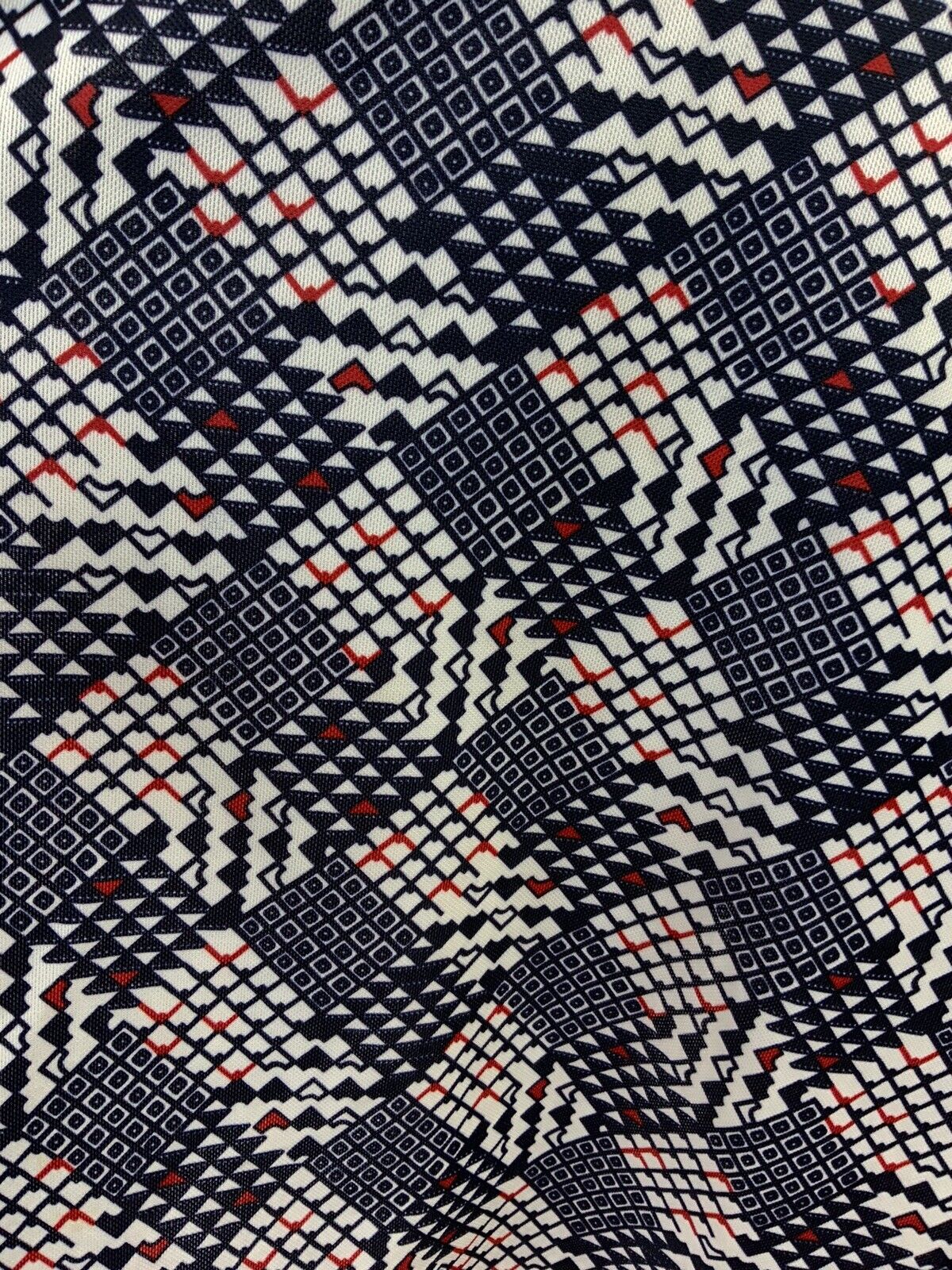 VINTAGE 60s 70s BLUE RED WHITE GEOMETRIC CHECKERBOARD MOD HALTER SUMMER DRESS 16