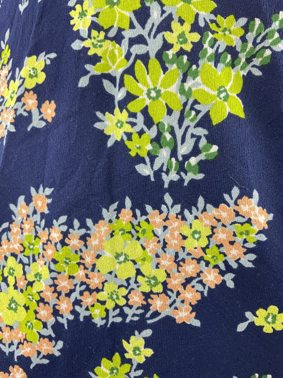 VINTAGE 60s 70s BLUE GREEN PINK FLORAL BLOSSOM WING COLLAR SHIRT BLOUSE 12 14