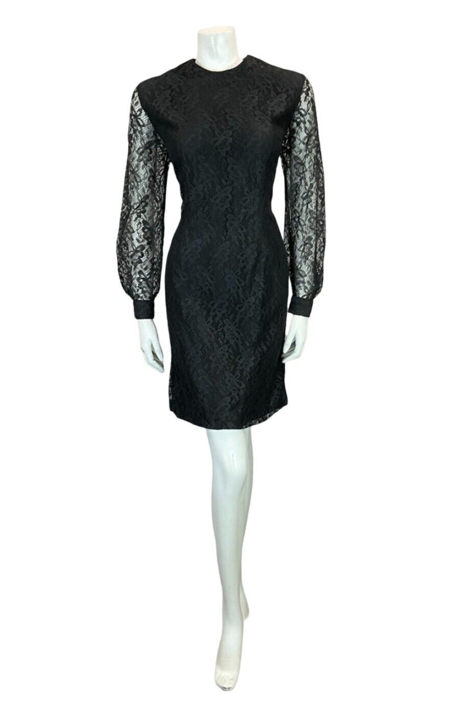 VTG 60S BLACK LACE LONG SLEEVE EVENING PARTY LITTLE BLACK DRESS SIZE 12