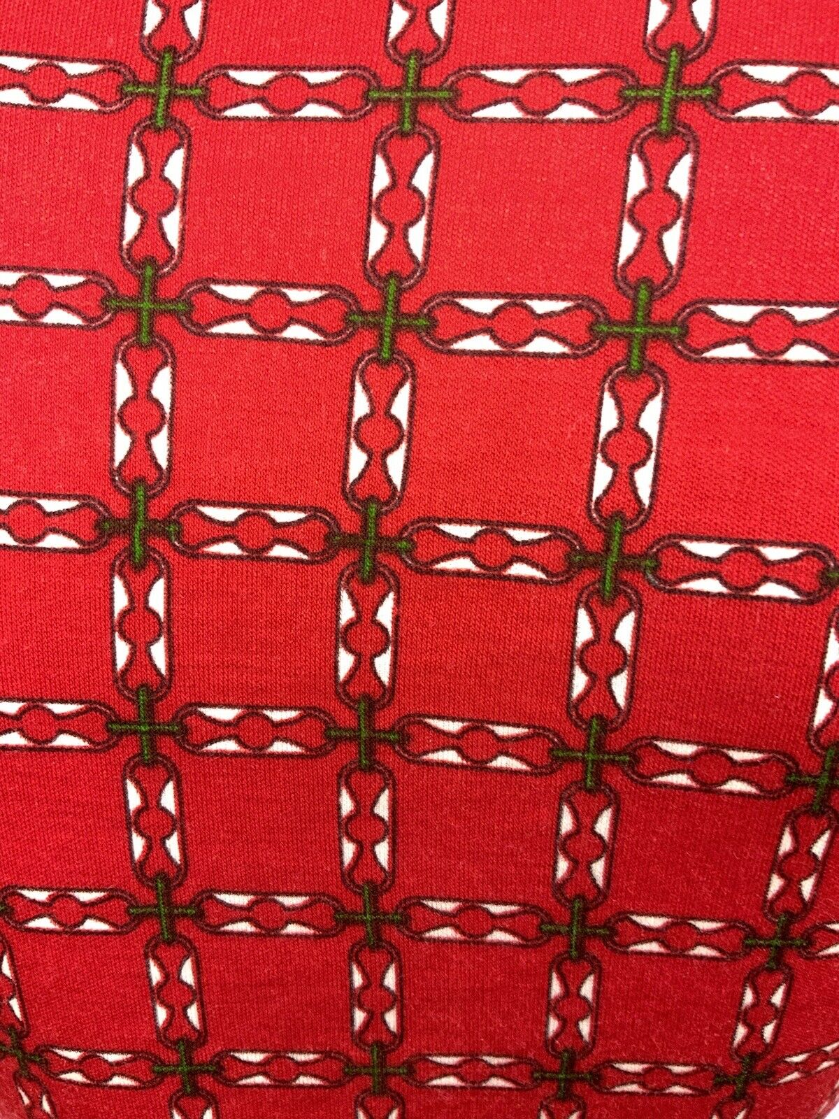 VINTAGE 60s 70s RED GREEN WHITE CHECKED GRID GEOMETRIC MOD DAGGER SHIRT 6 8