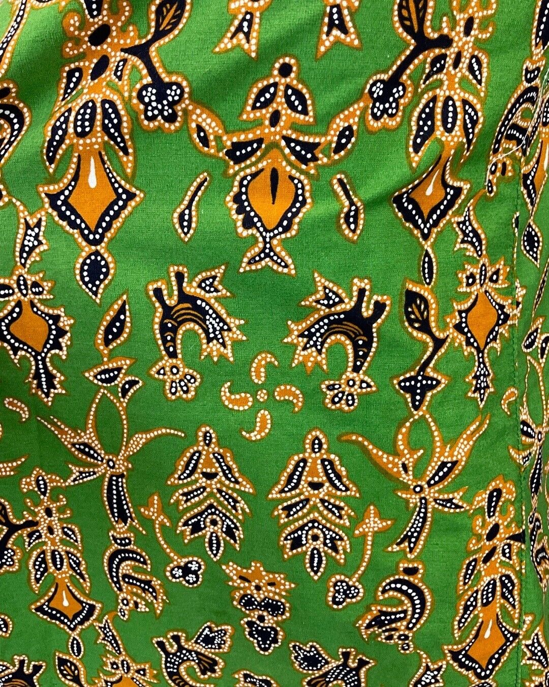 VINTAGE 60s 70s GREEN BLACK GOLD ABSTRACT FLORAL MOD DAGGER SHIRT DRESS 8 10