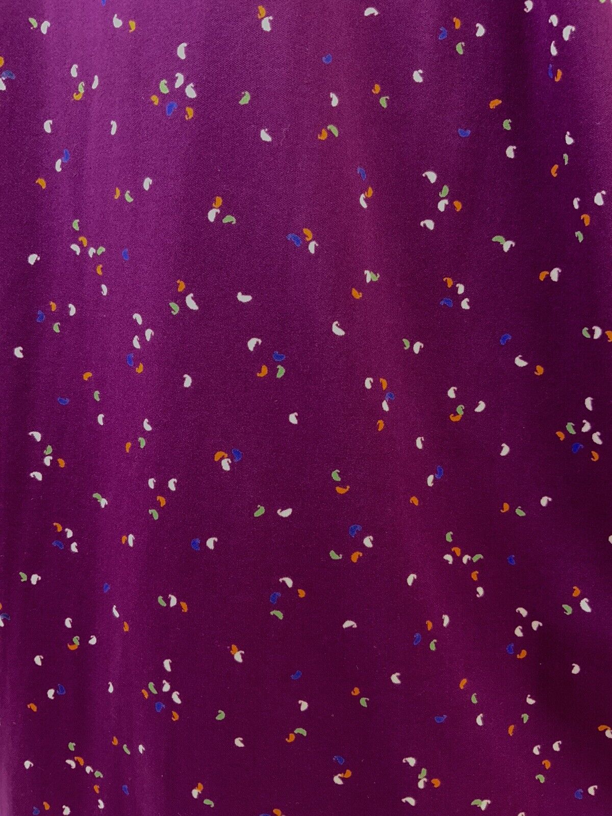 VINTAGE 60s 70s PLUM PURPLE BLUE GREEN SPECKLED FLUTTER SLEEVE MAXI DRESS 8 10