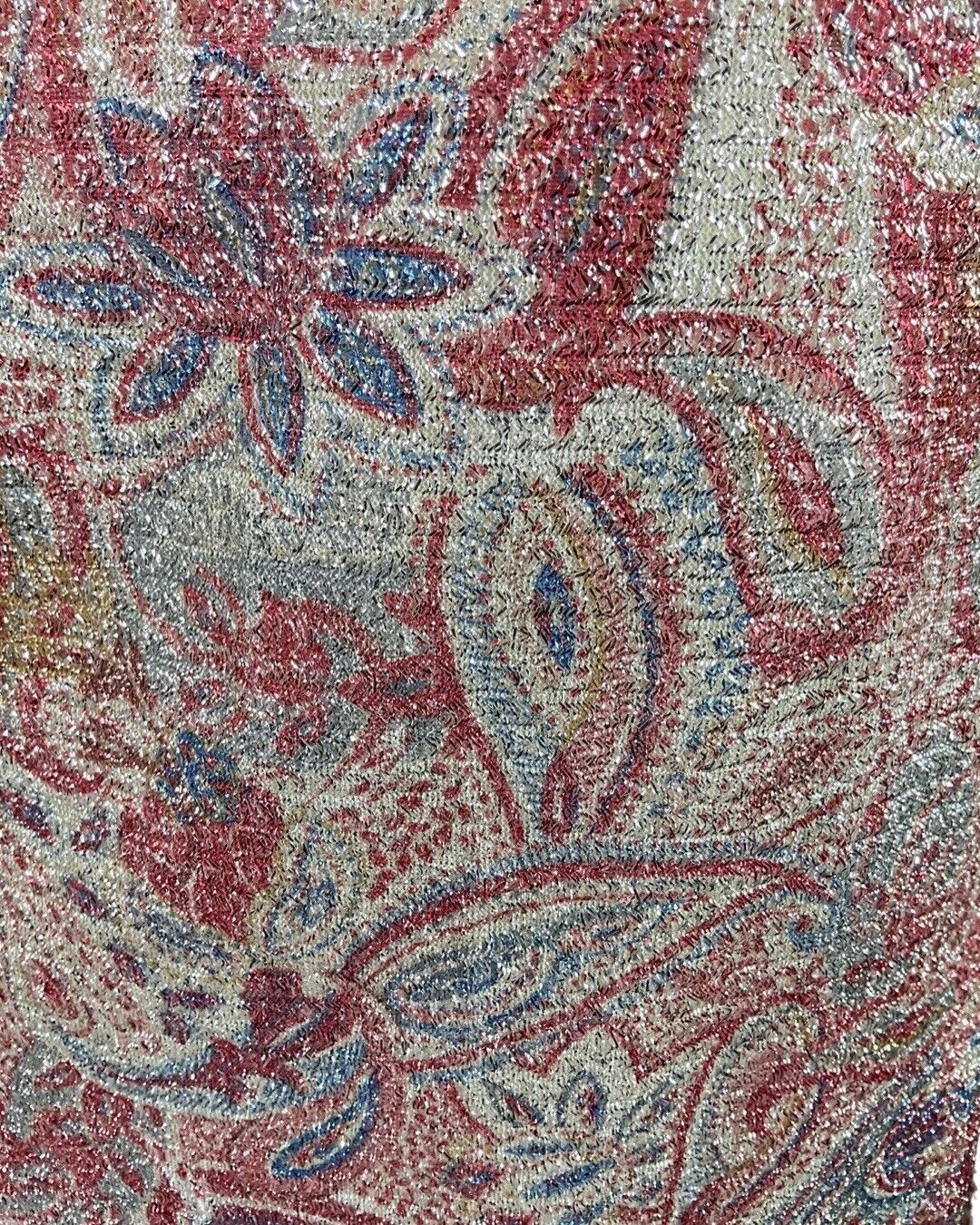 VINTAGE 60s 70s PINK BLUE SILVER PAISLEY FLORAL LUREX CUT-OUT MOD DISCO DRESS 8