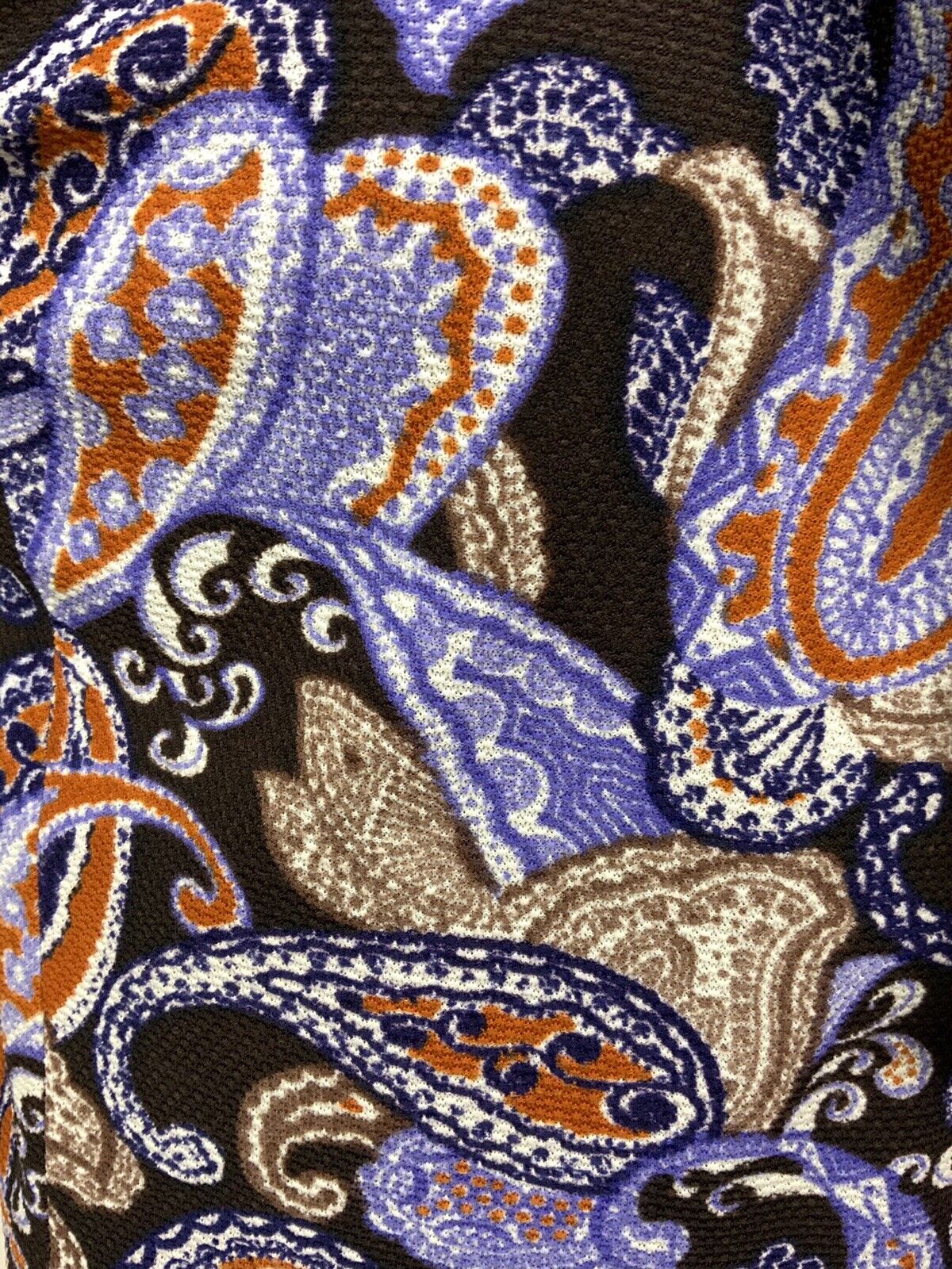 VTG 60s 70s BROWN PURPLE BLUE ORANGE PAISLEY PSYCHEDELIC MOD SHIFT DRESS 14 16