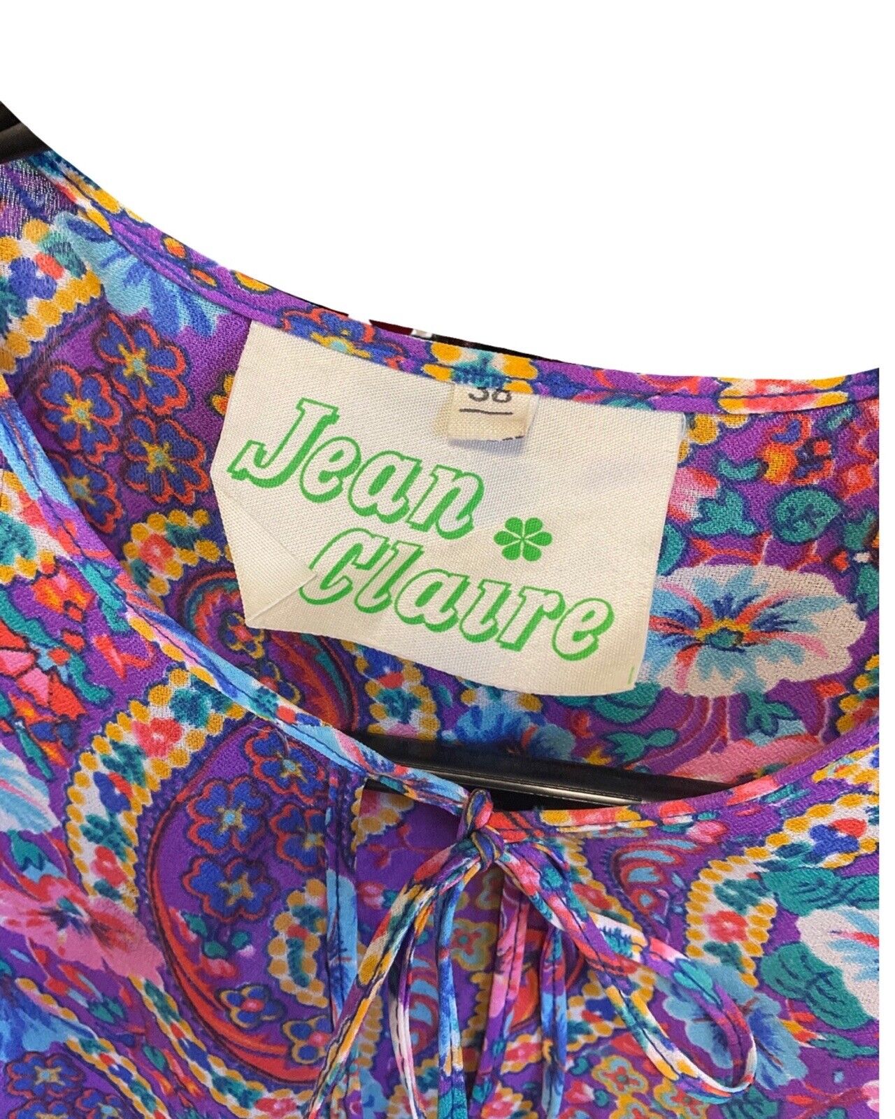 VINTAGE 70s PURPLE RED BLUE PSYCHEDELIC FLORAL PAISLEY BOHO FOLK MAXI DRESS 8