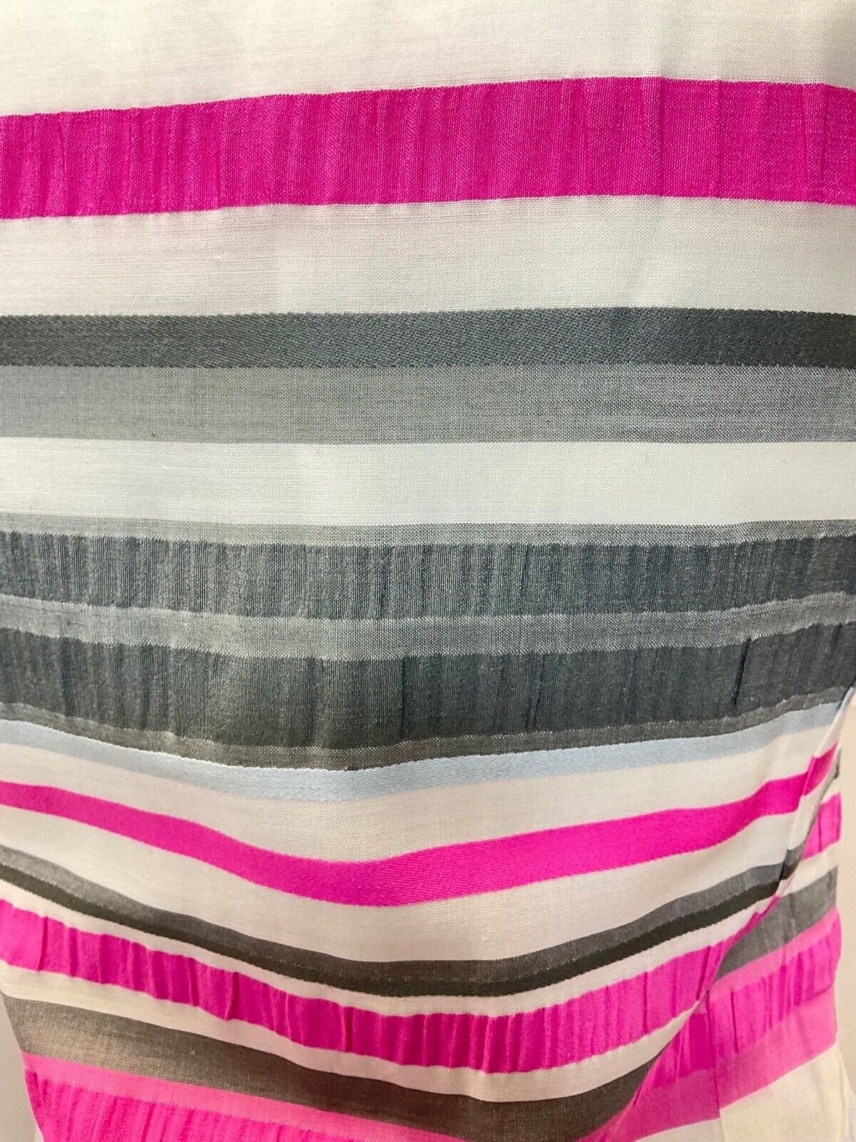 VINTAGE 60s 70s PINK SILVER WHITE STRIPED MOD SLEEVELESS SHIRT SHIFT DRESS 6