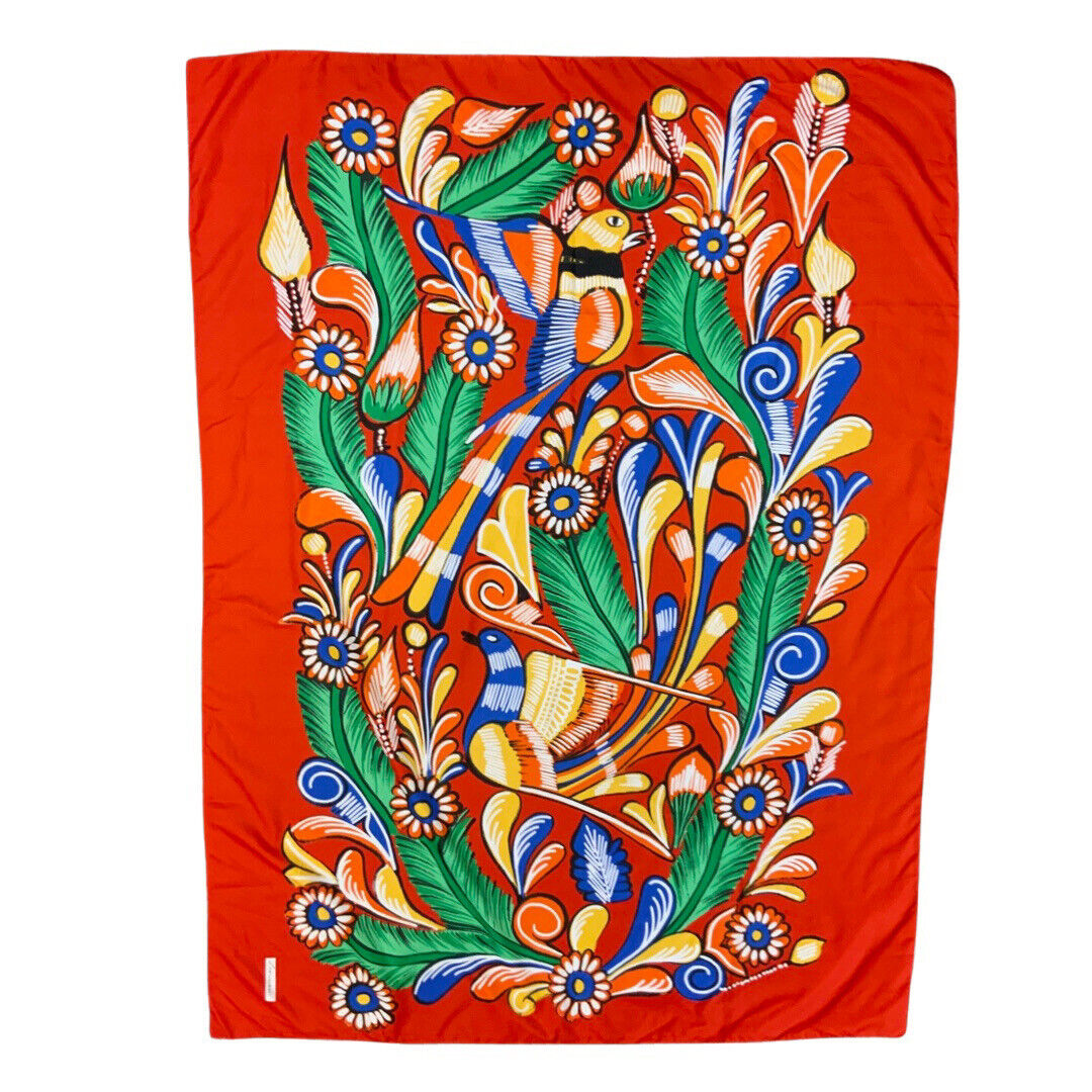 VINTAGE 60s 70s LARGE RED, FLOWER POWER, PSYCHEDLIC, MOD LEONARDI SCARF