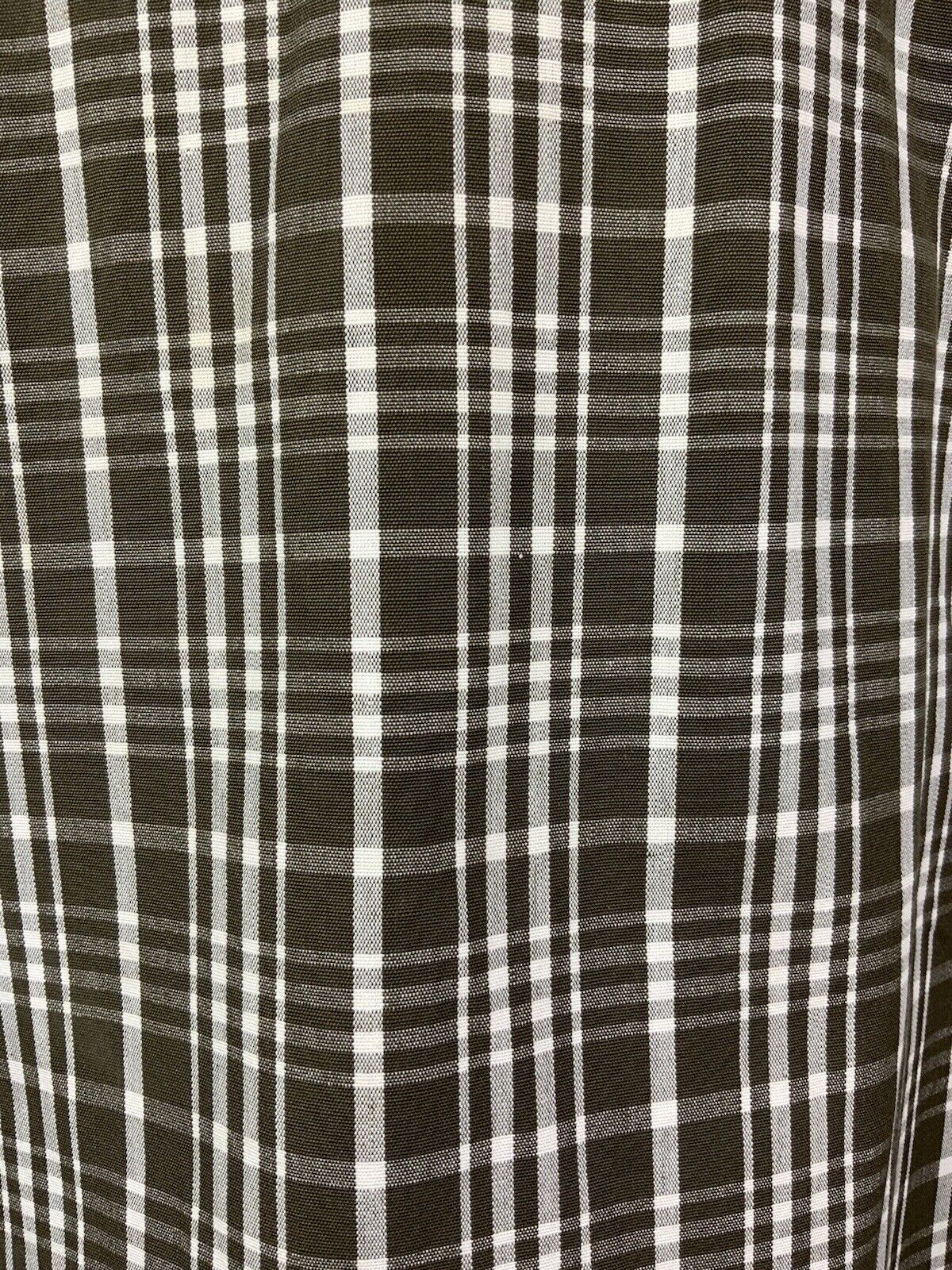 VINTAGE 60s 70s BROWN WHITE PLAID CHECKED LACE MOD SHIFT DRESS 12 14