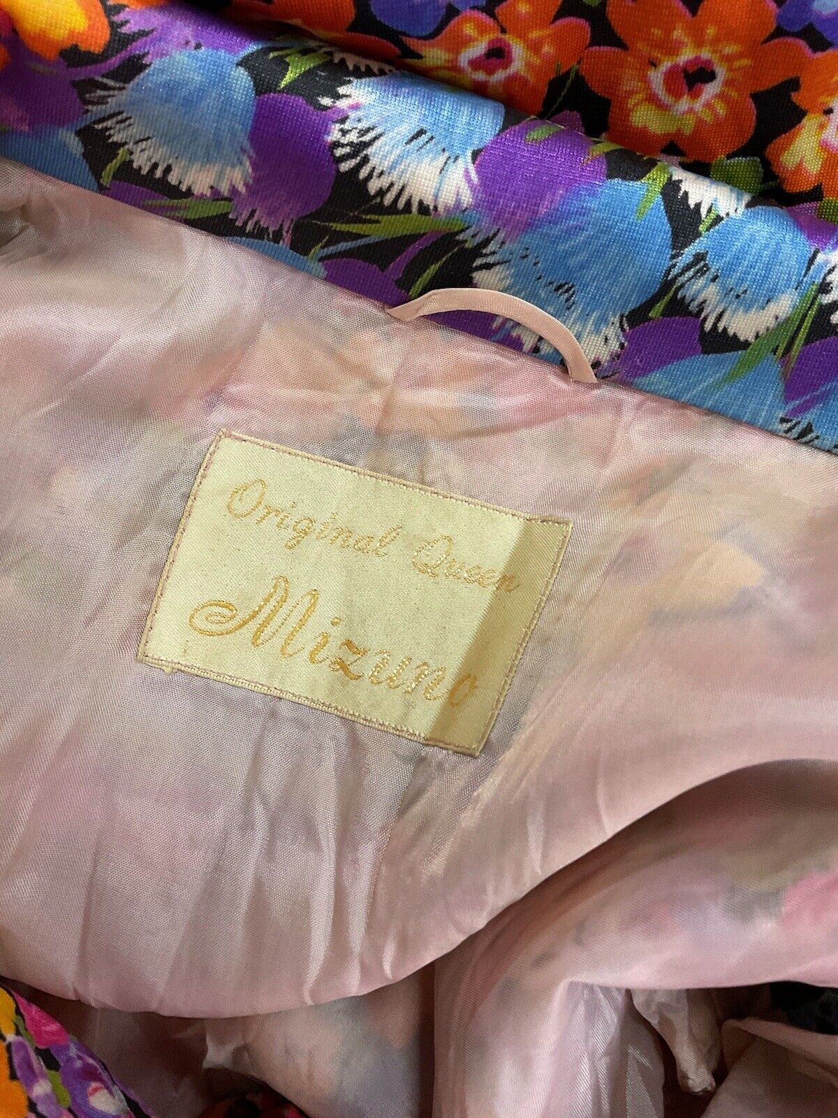 VINTAGE 60s 70s PINK BLUE ORANGE PSYCHEDELIC FLORAL SWIRL SHIRT DRESS 12 14