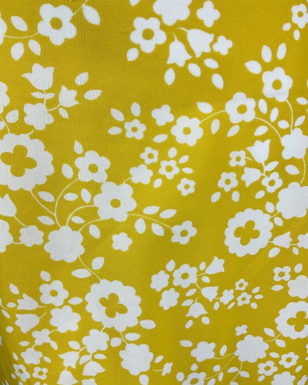 VINTAGE 60s 70s SUNSHINE YELLOW WHITE DAISY FLOWER MOD SLEEVELESS DRESS 14