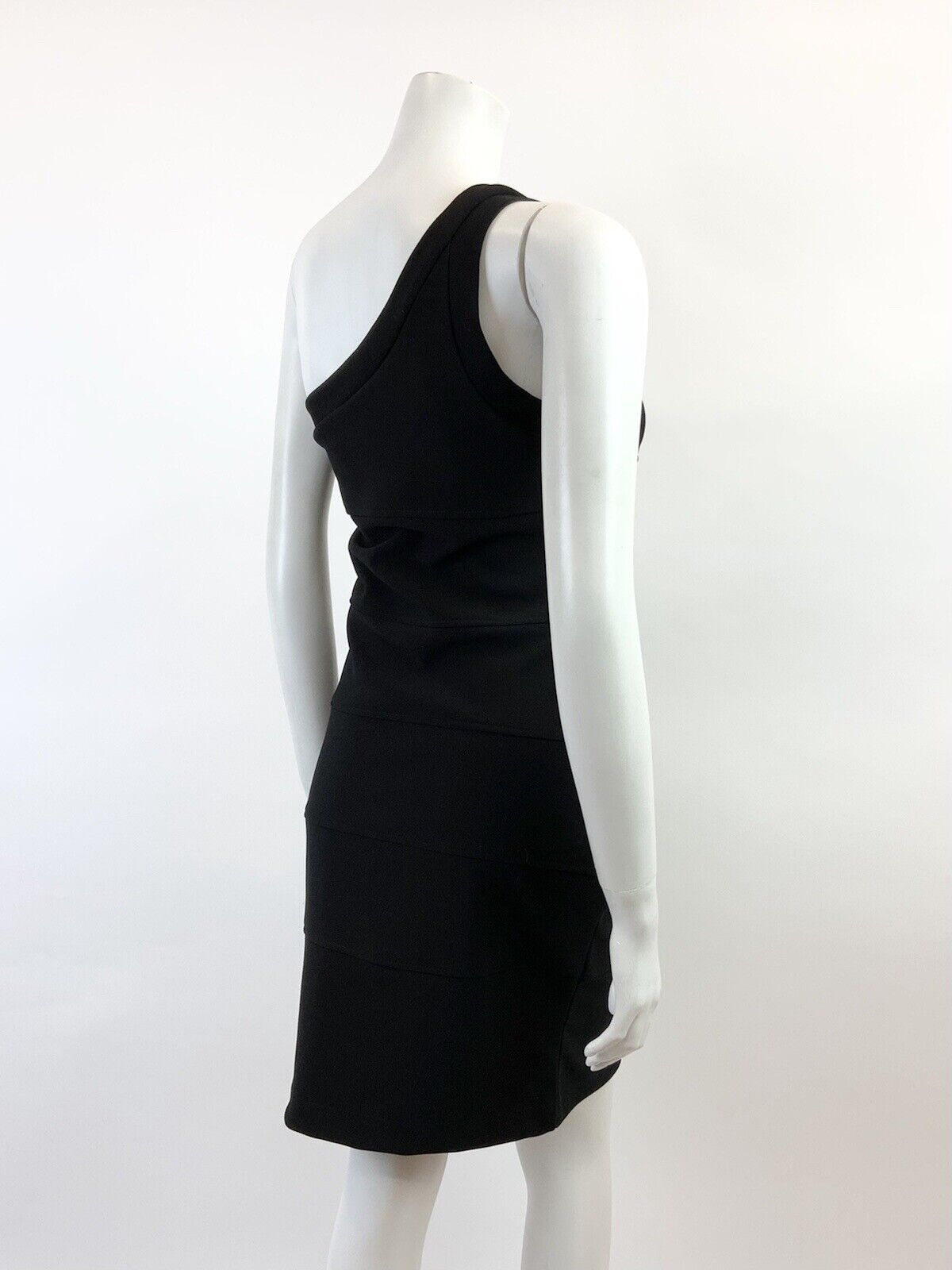 VINTAGE 70s STYLE 90s BLACK ONE SHOULDER WIGGLE PENCIL STUDIO 54 GLAM DRESS 8