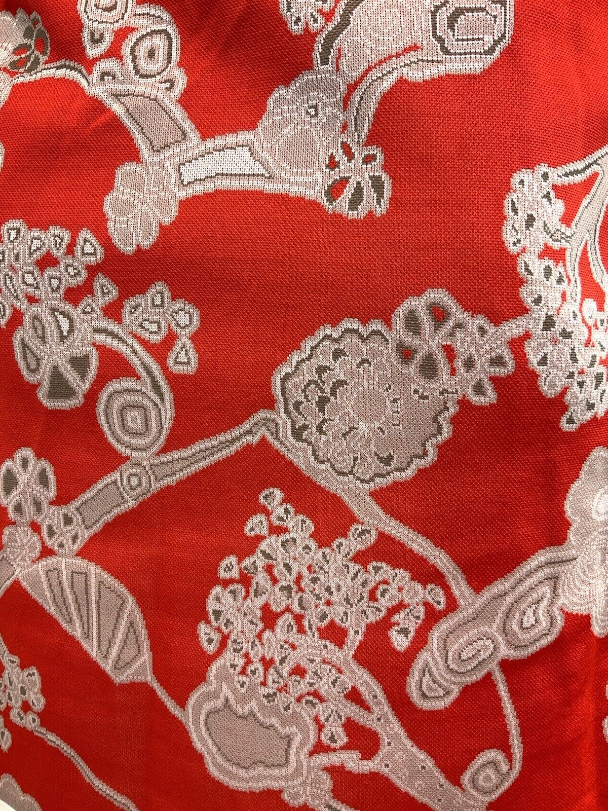 VINTAGE 60s 70s RED CREAM BROWN FLORAL ABSTRACT DAGGER COLLAR SHIRT DRESS 16